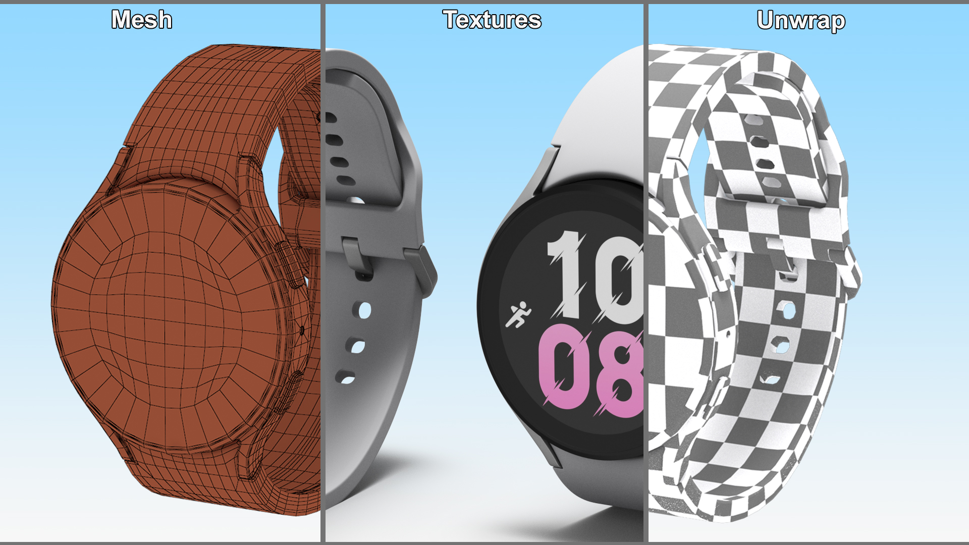 3D model Silver Samsung Galaxy Watch 5 large 44mm