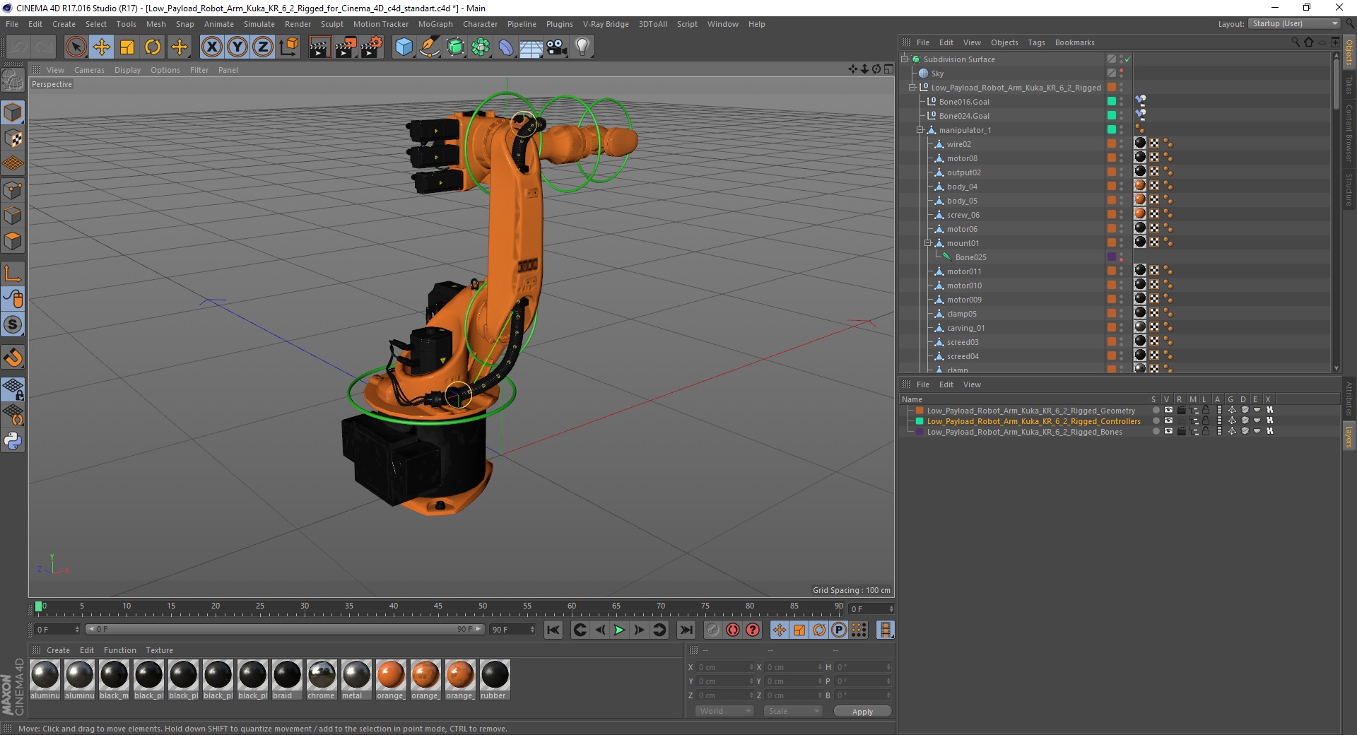 Low Payload Robot Arm Kuka KR 6 2 Rigged for Cinema 4D 3D model
