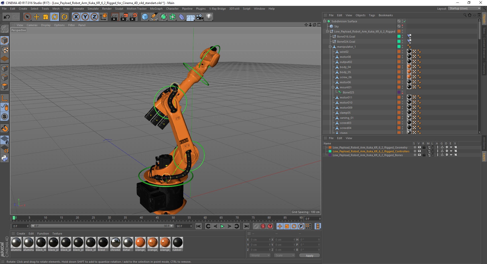 Low Payload Robot Arm Kuka KR 6 2 Rigged for Cinema 4D 3D model