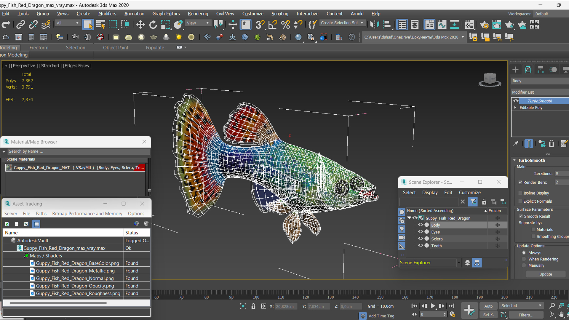 3D Guppy Fish Red Dragon