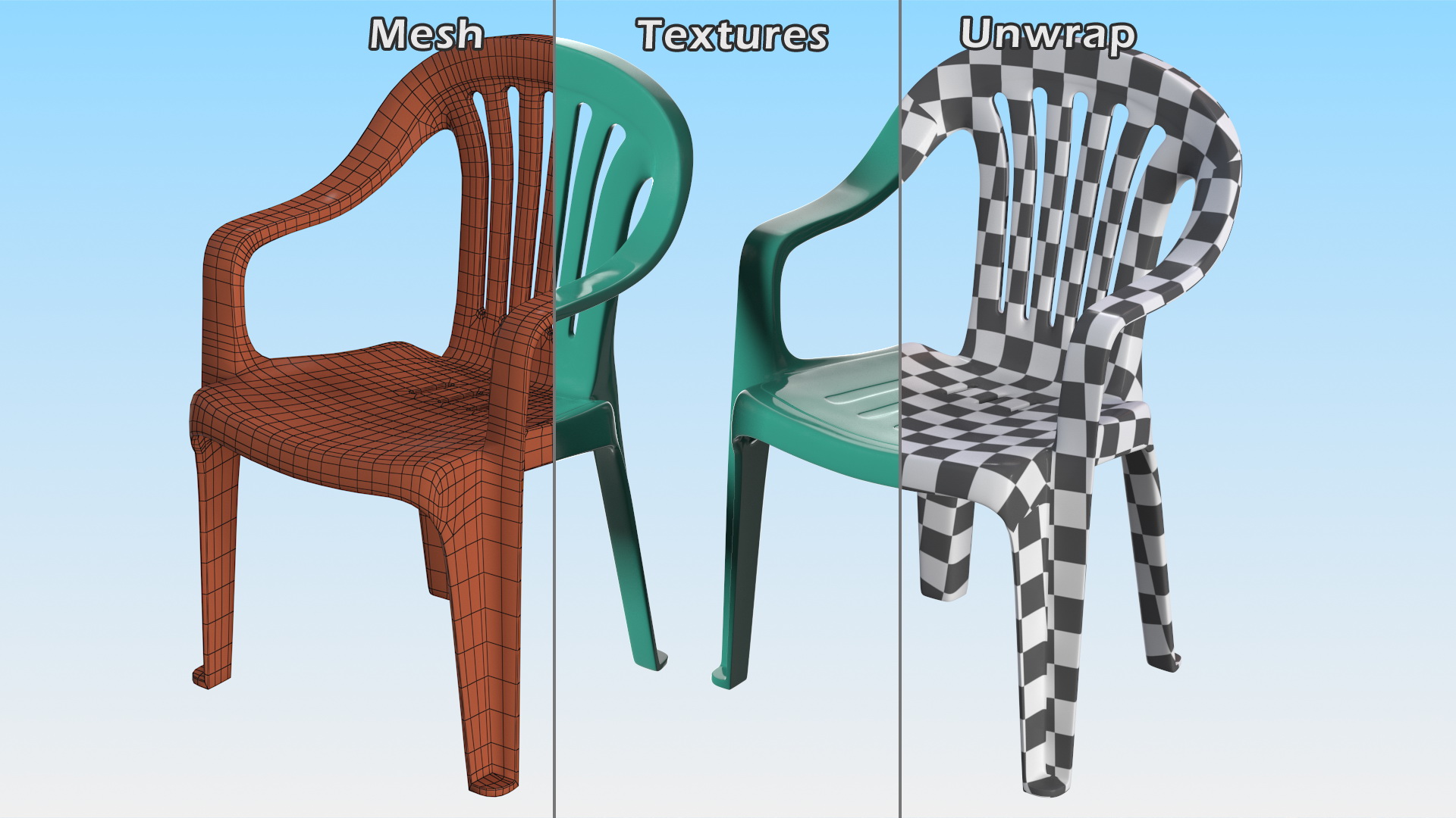 Plastic chair green 3D model