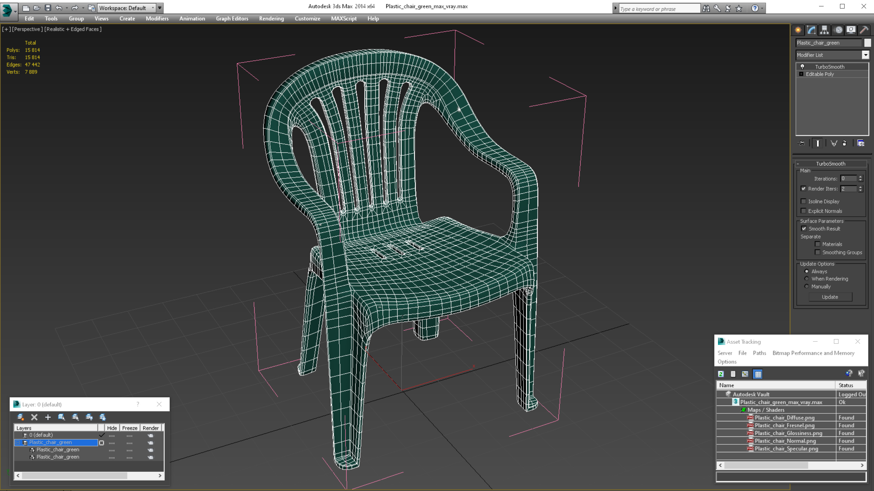 Plastic chair green 3D model