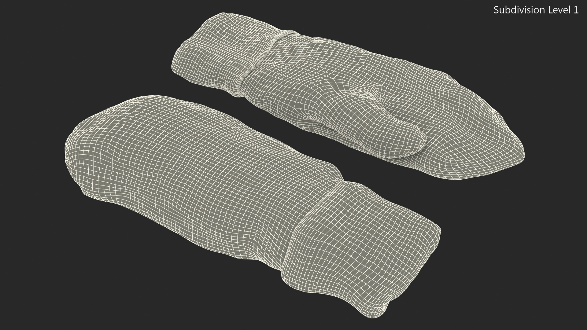 Knitted Blue Wool Mittens Fur 3D model