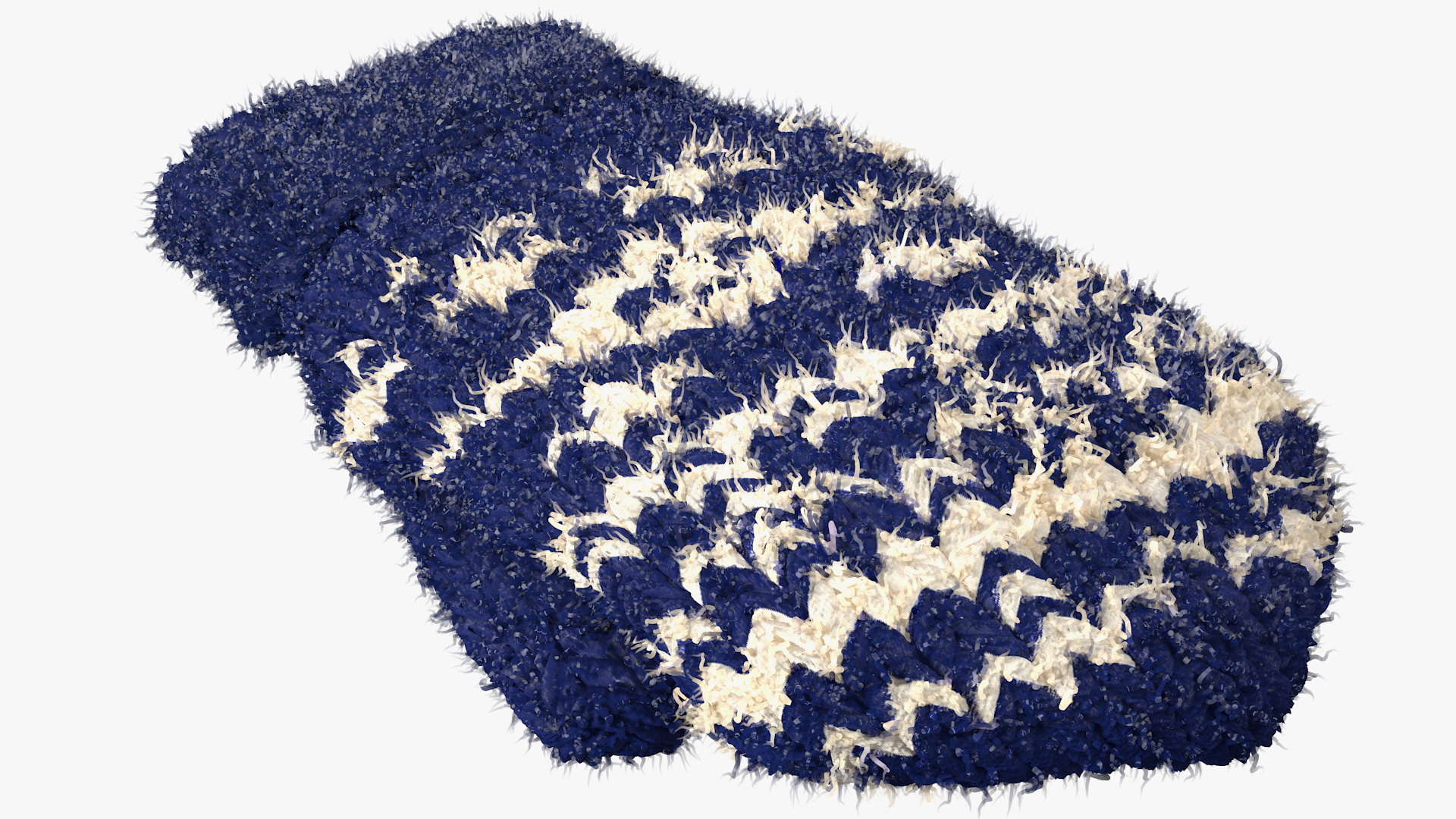 Knitted Blue Wool Mittens Fur 3D model