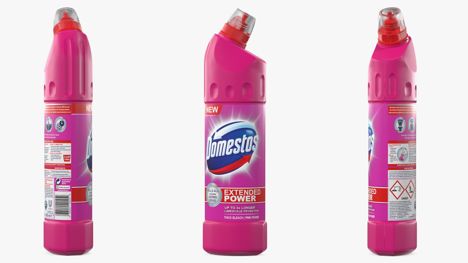 3D Domestos Pink Power Toilet Cleaner Bleach