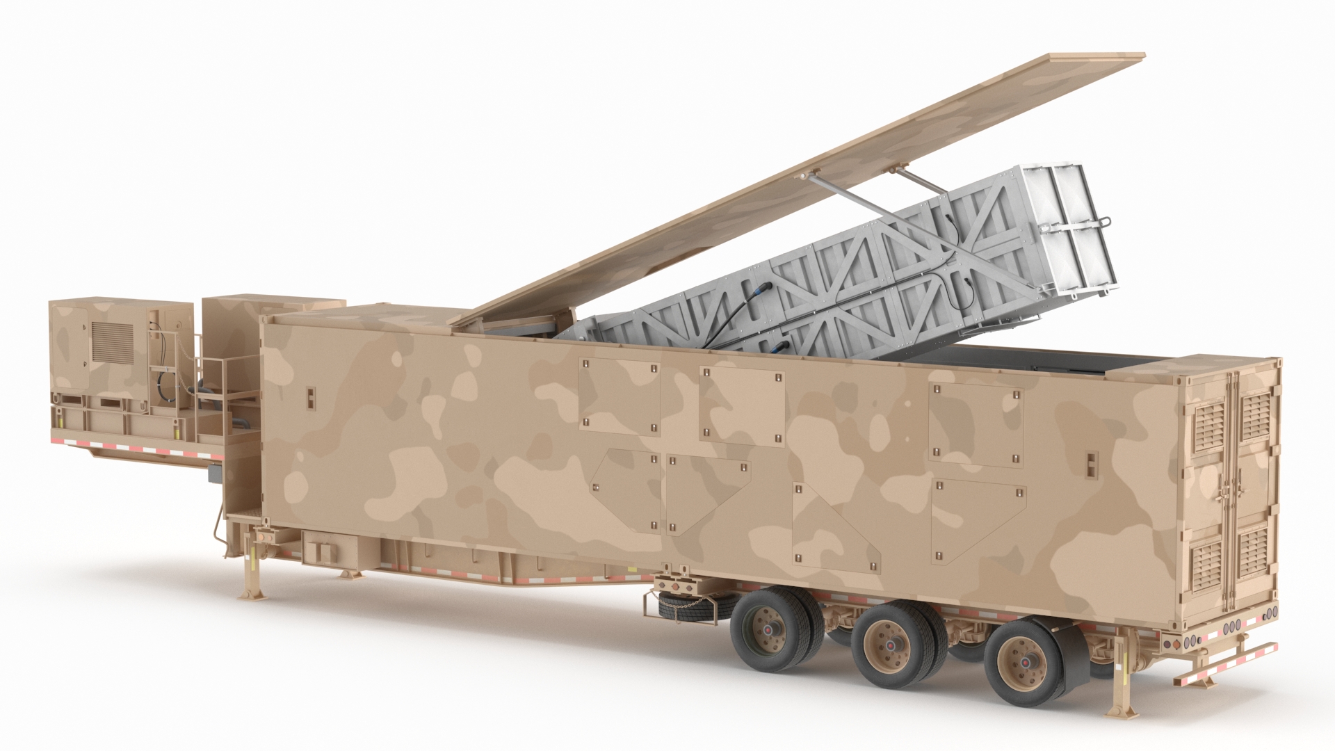 3D Ground Missile Launcher Sand Camo Color Rigged
