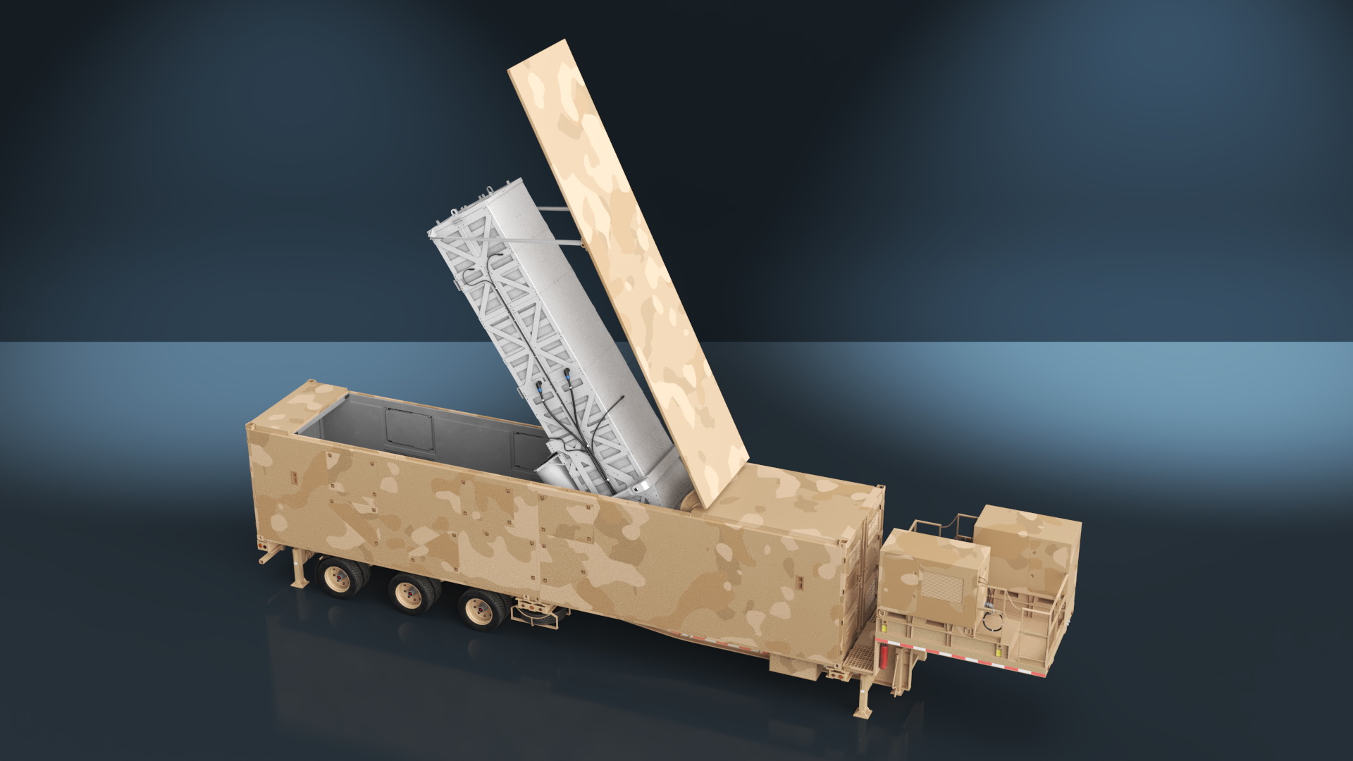 3D Ground Missile Launcher Sand Camo Color Rigged