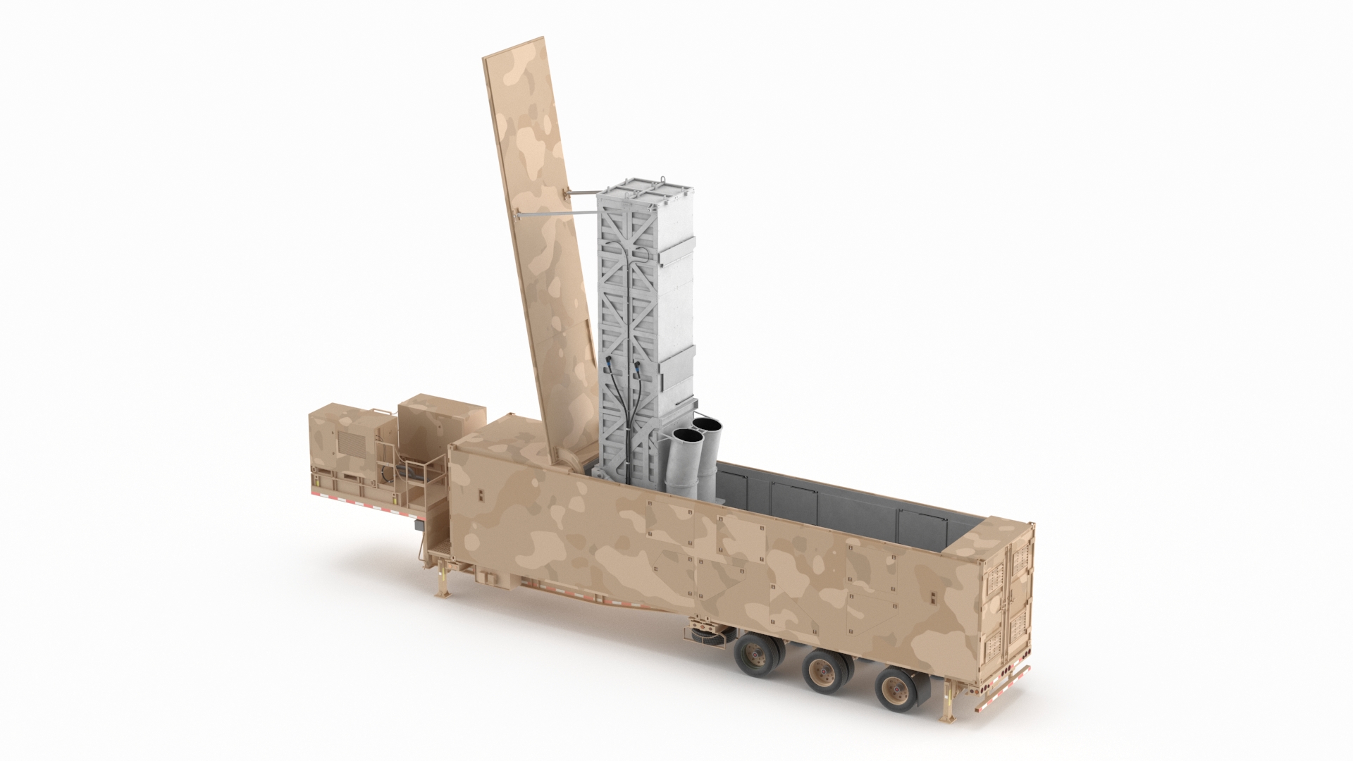 3D Ground Missile Launcher Sand Camo Color Rigged