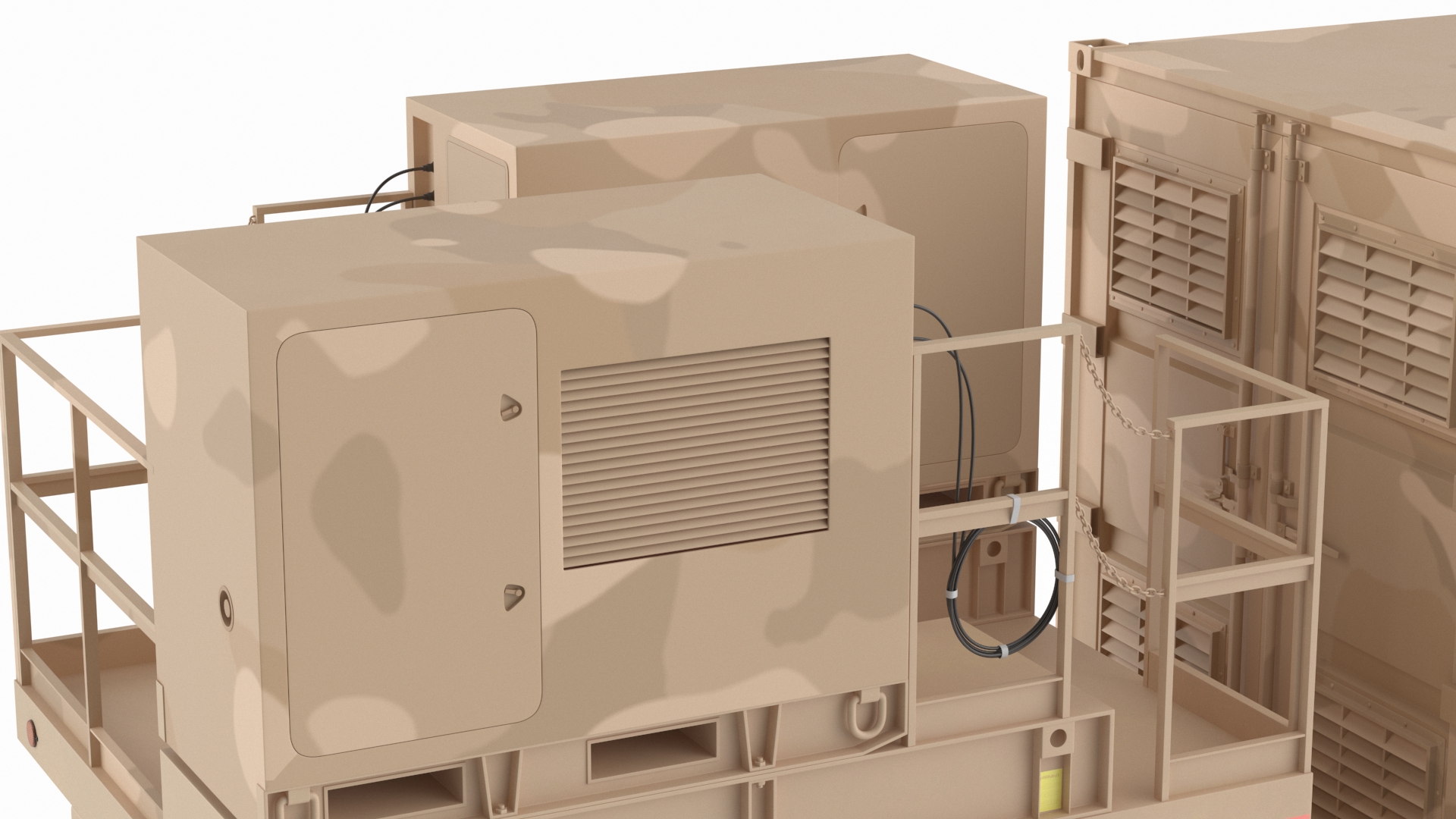 3D Ground Missile Launcher Sand Camo Color Rigged