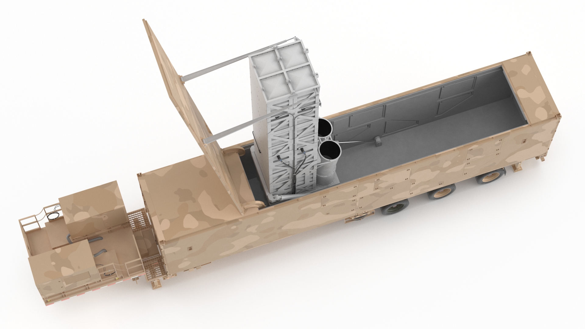 3D Ground Missile Launcher Sand Camo Color Rigged