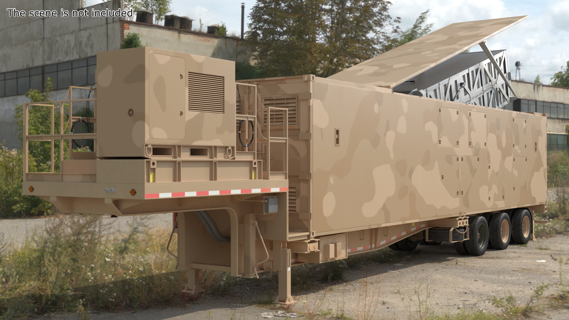 3D Ground Missile Launcher Sand Camo Color Rigged