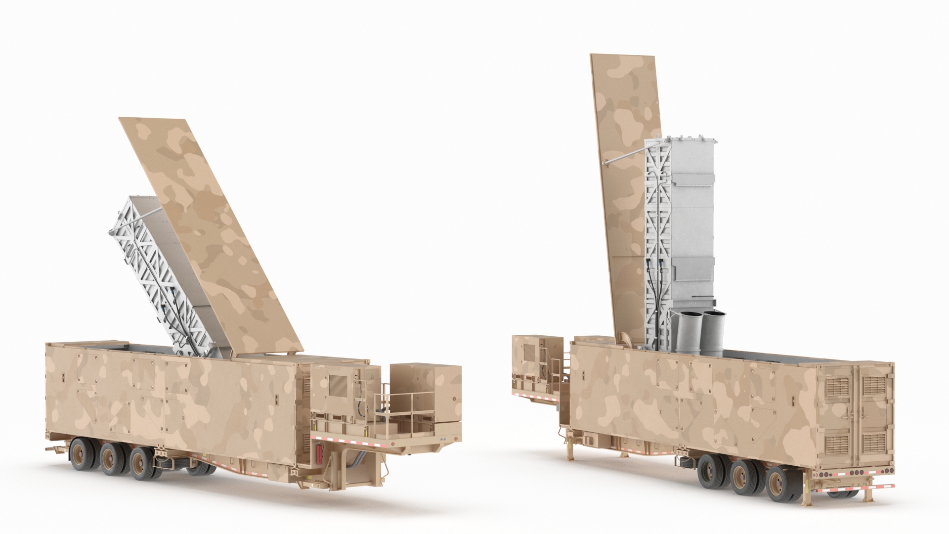 3D Ground Missile Launcher Sand Camo Color Rigged