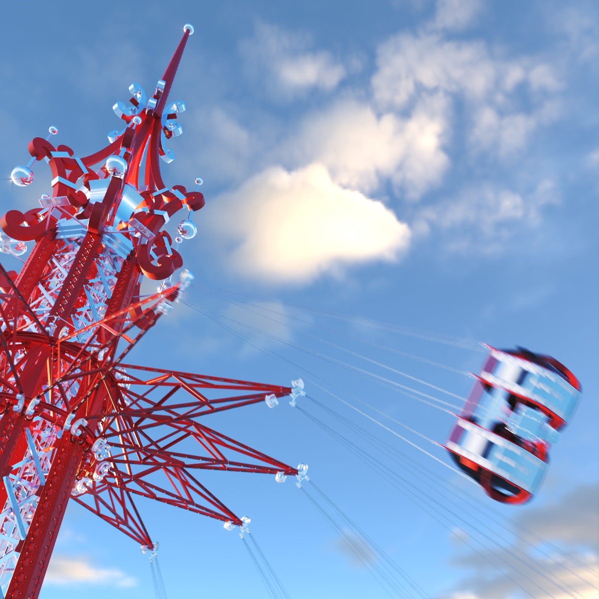 3D model Vertical swing Carousel Rigged