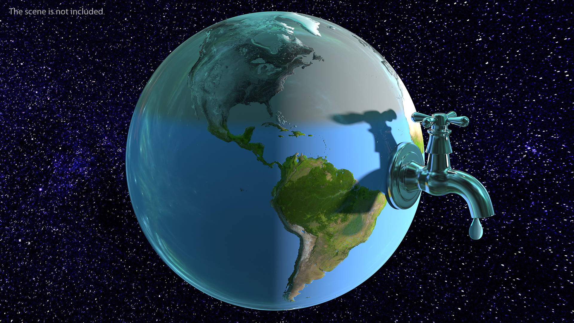 Earth Stylized Iron Tap with Water Drop 3D model