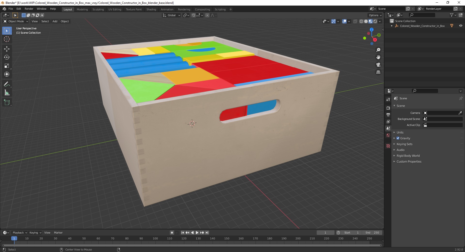 3D Colored Wooden Constructor in Box model