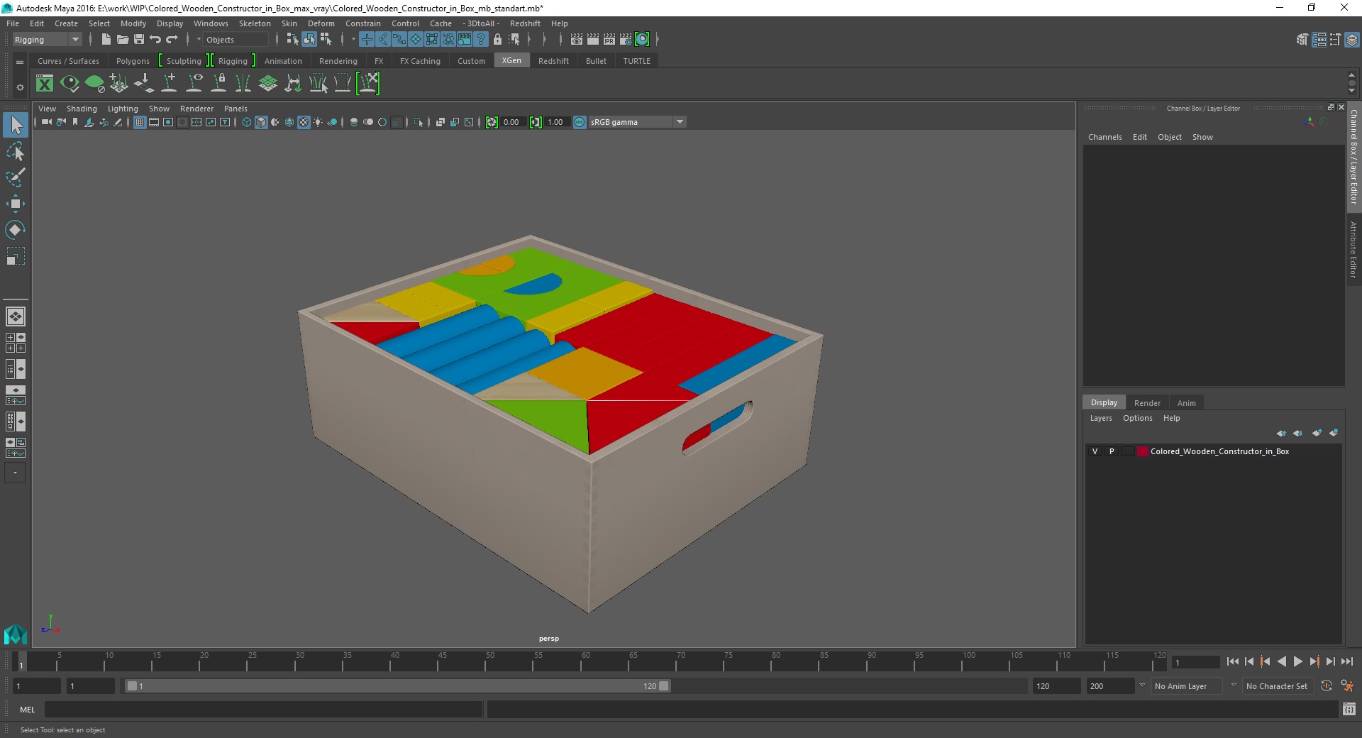3D Colored Wooden Constructor in Box model