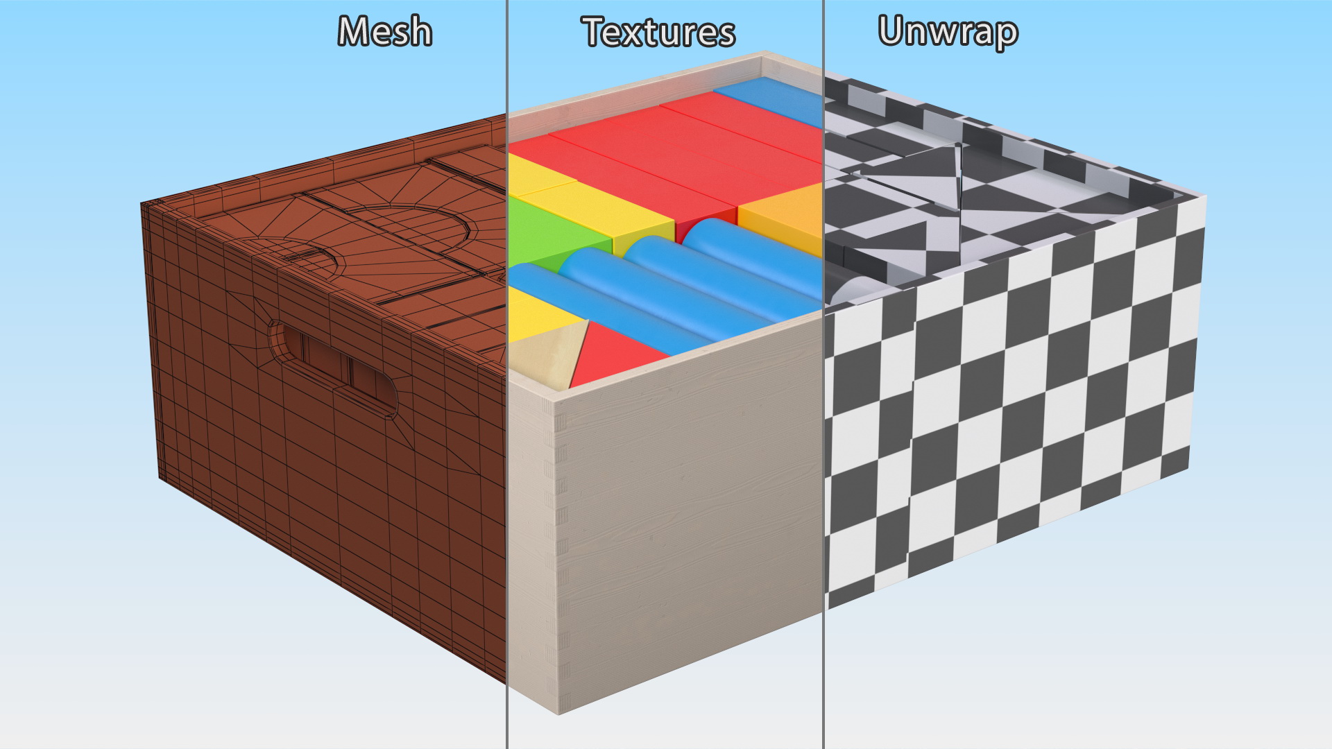 3D Colored Wooden Constructor in Box model