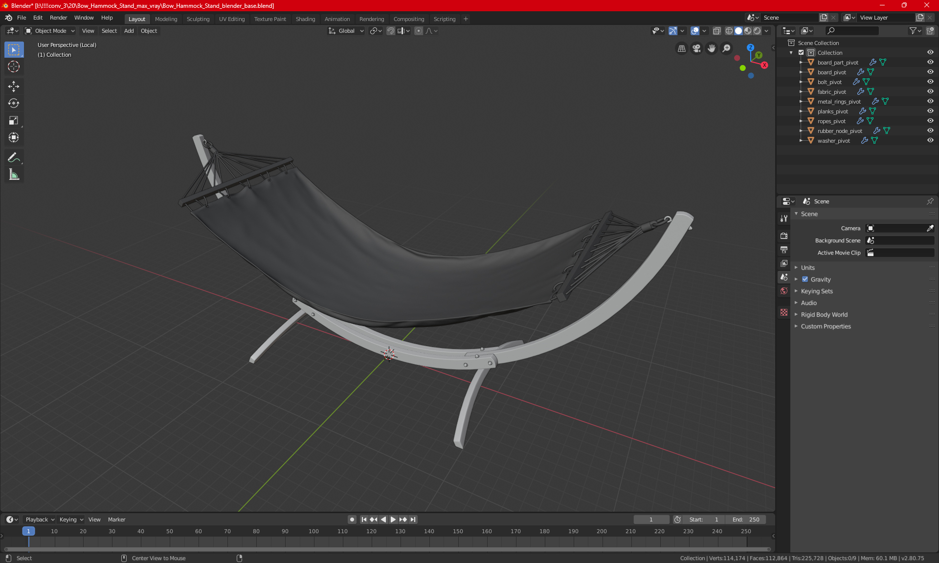 Bow Hammock Stand 3D
