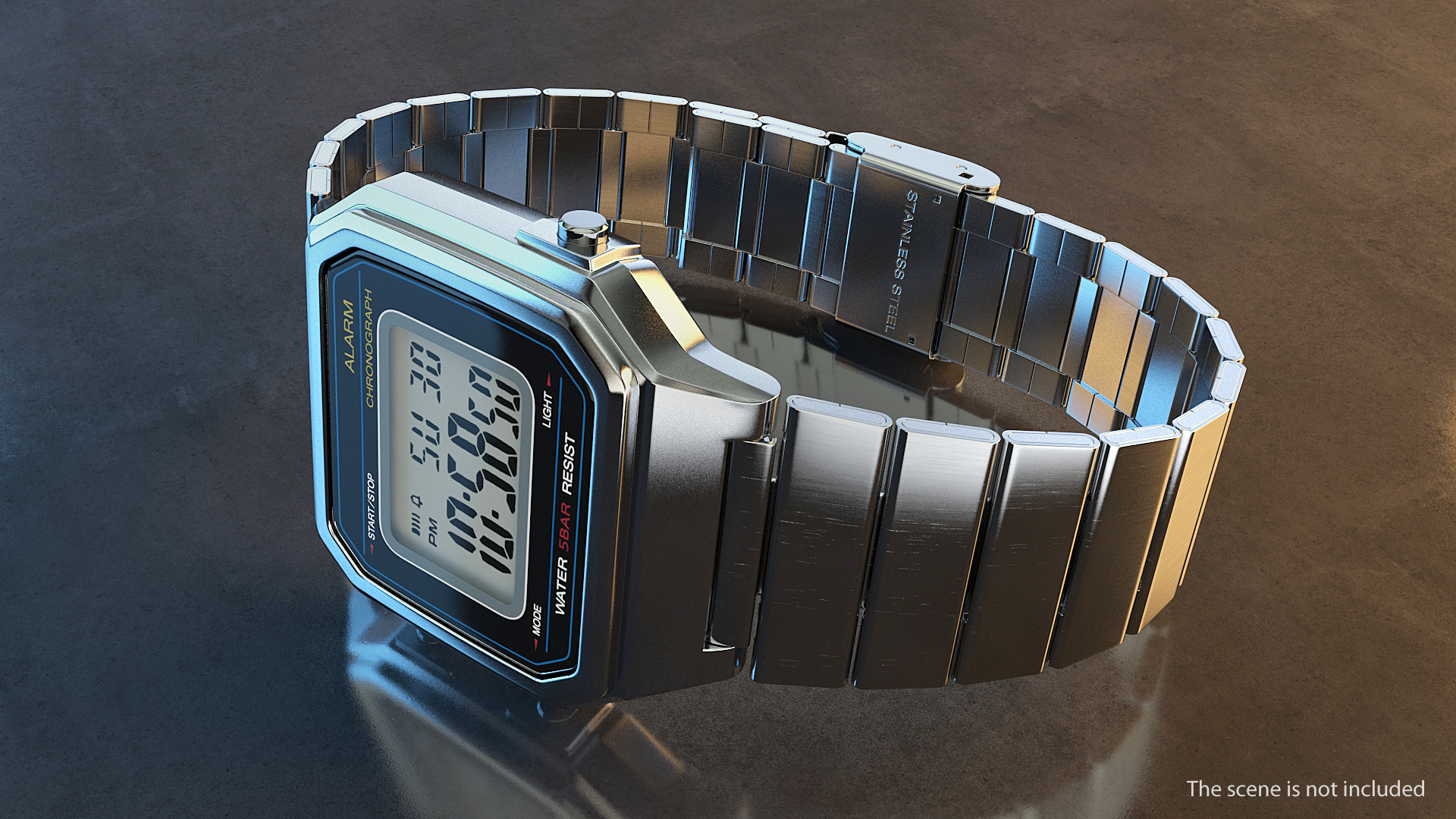 Stainless Steel Electronic Watch 3D