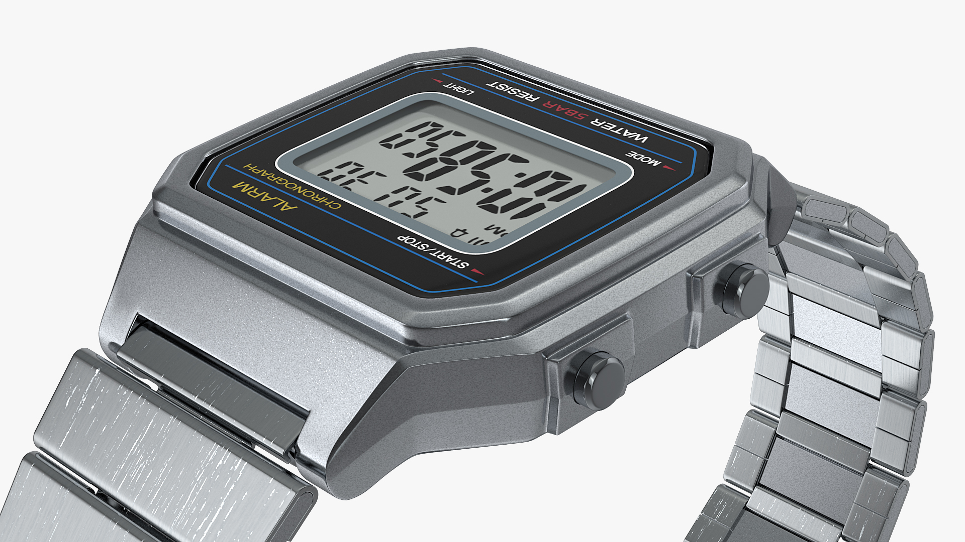 Stainless Steel Electronic Watch 3D