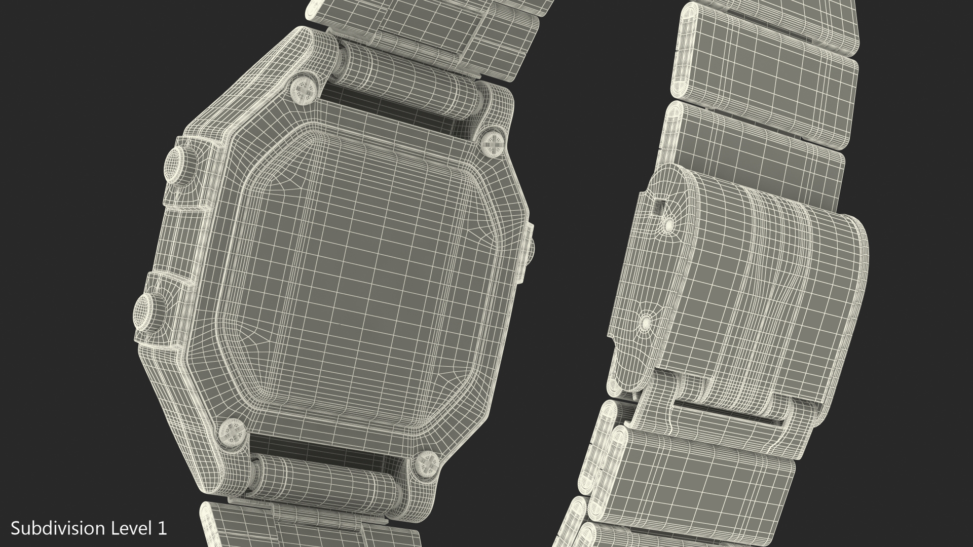 Stainless Steel Electronic Watch 3D