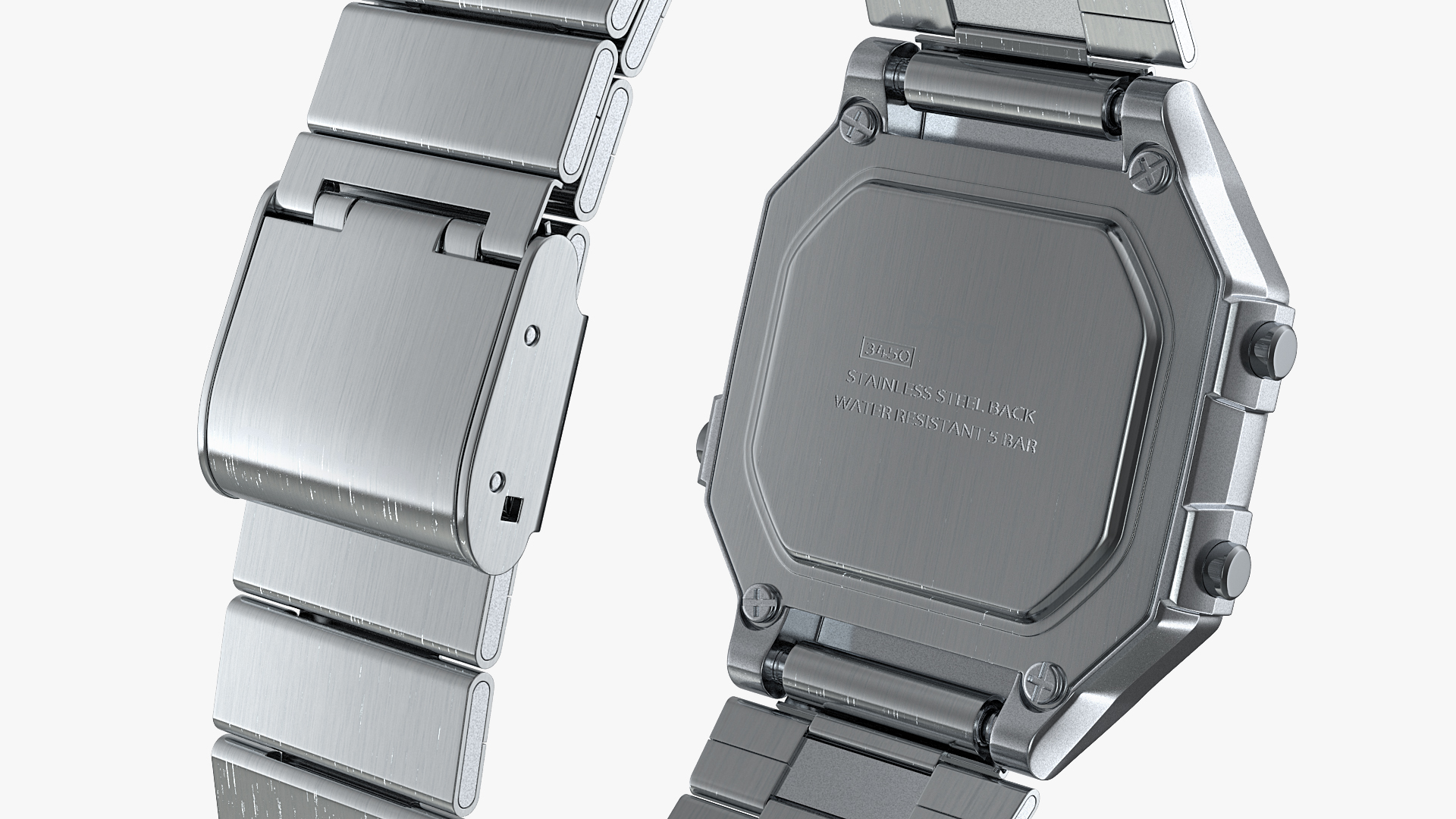 Stainless Steel Electronic Watch 3D