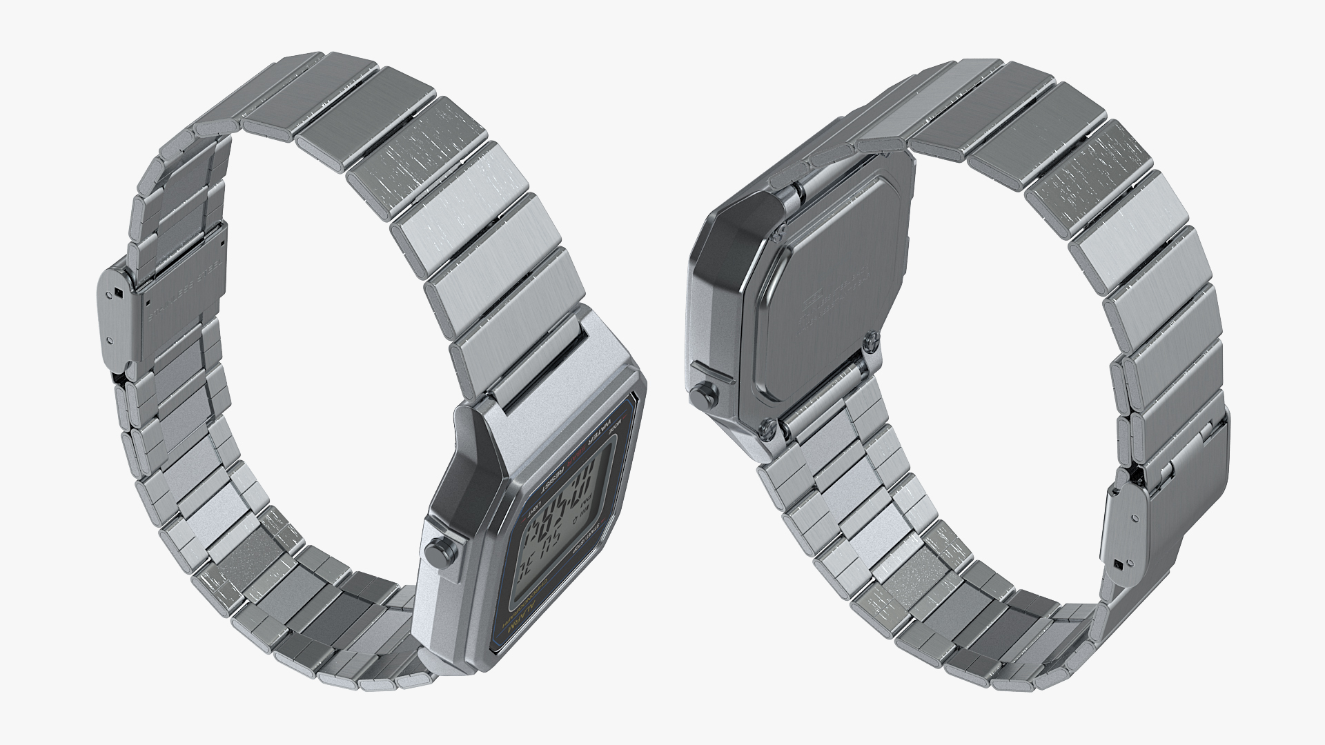 Stainless Steel Electronic Watch 3D