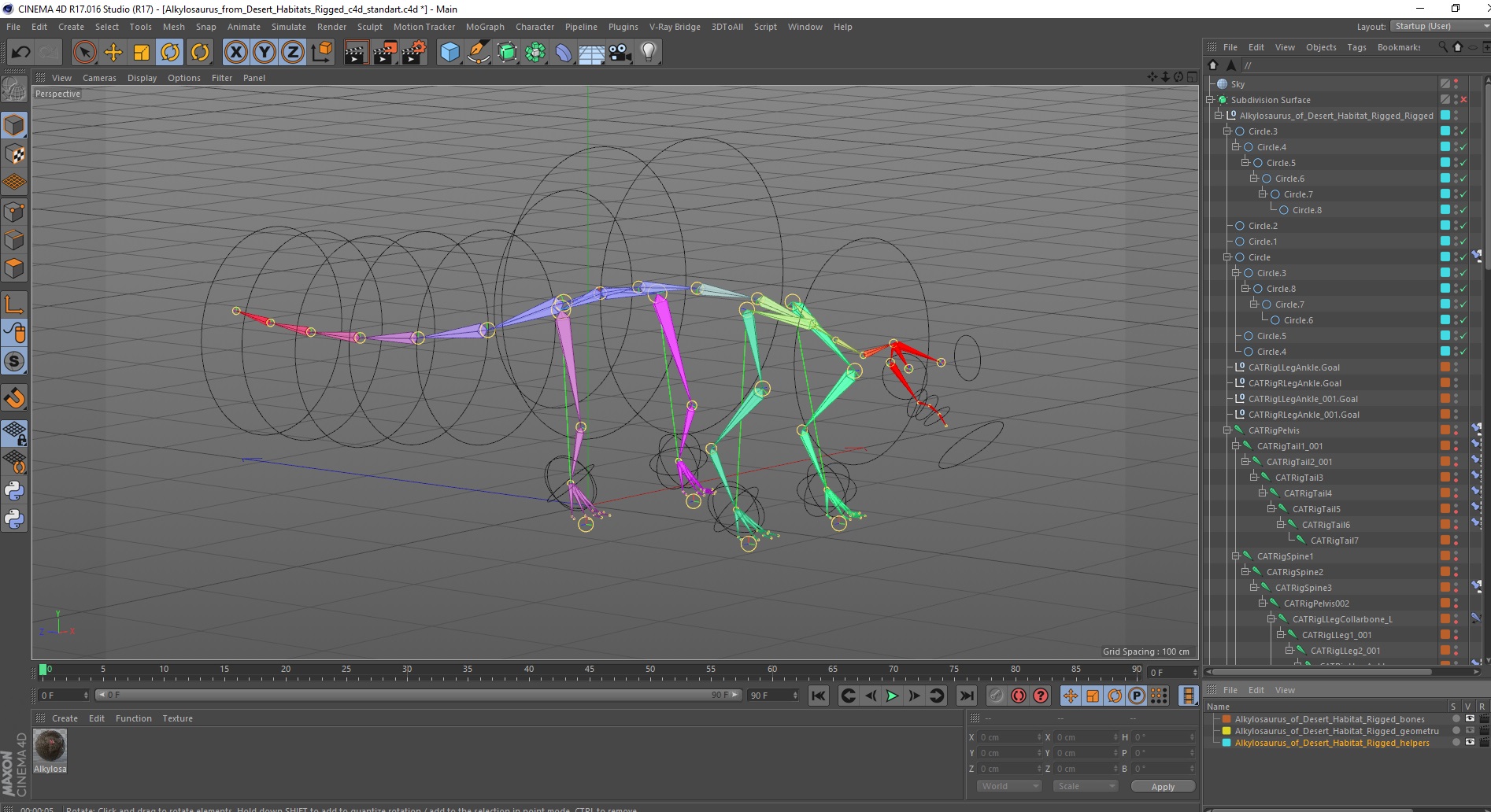 3D Alkylosaurus of Tropical Habitat Rigged for Cinema 4D model