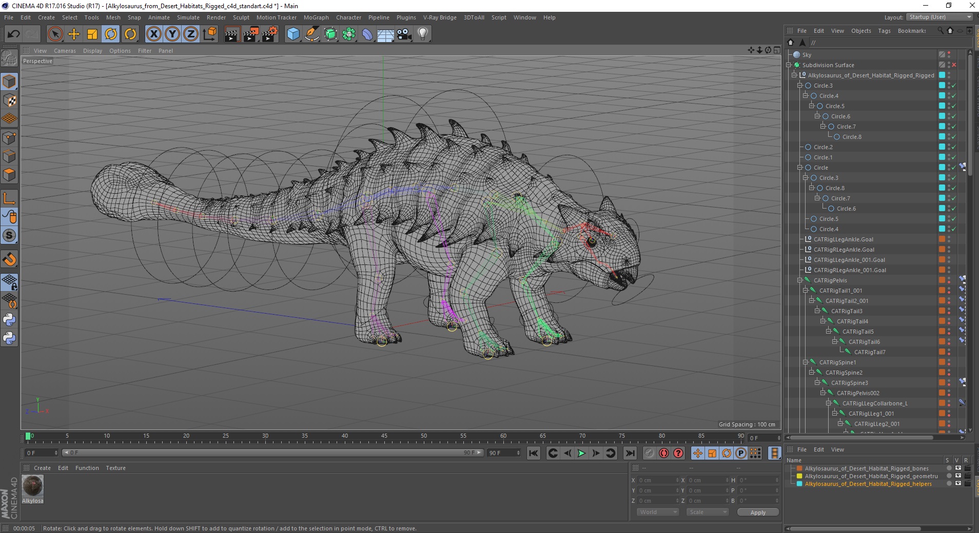 3D Alkylosaurus of Tropical Habitat Rigged for Cinema 4D model