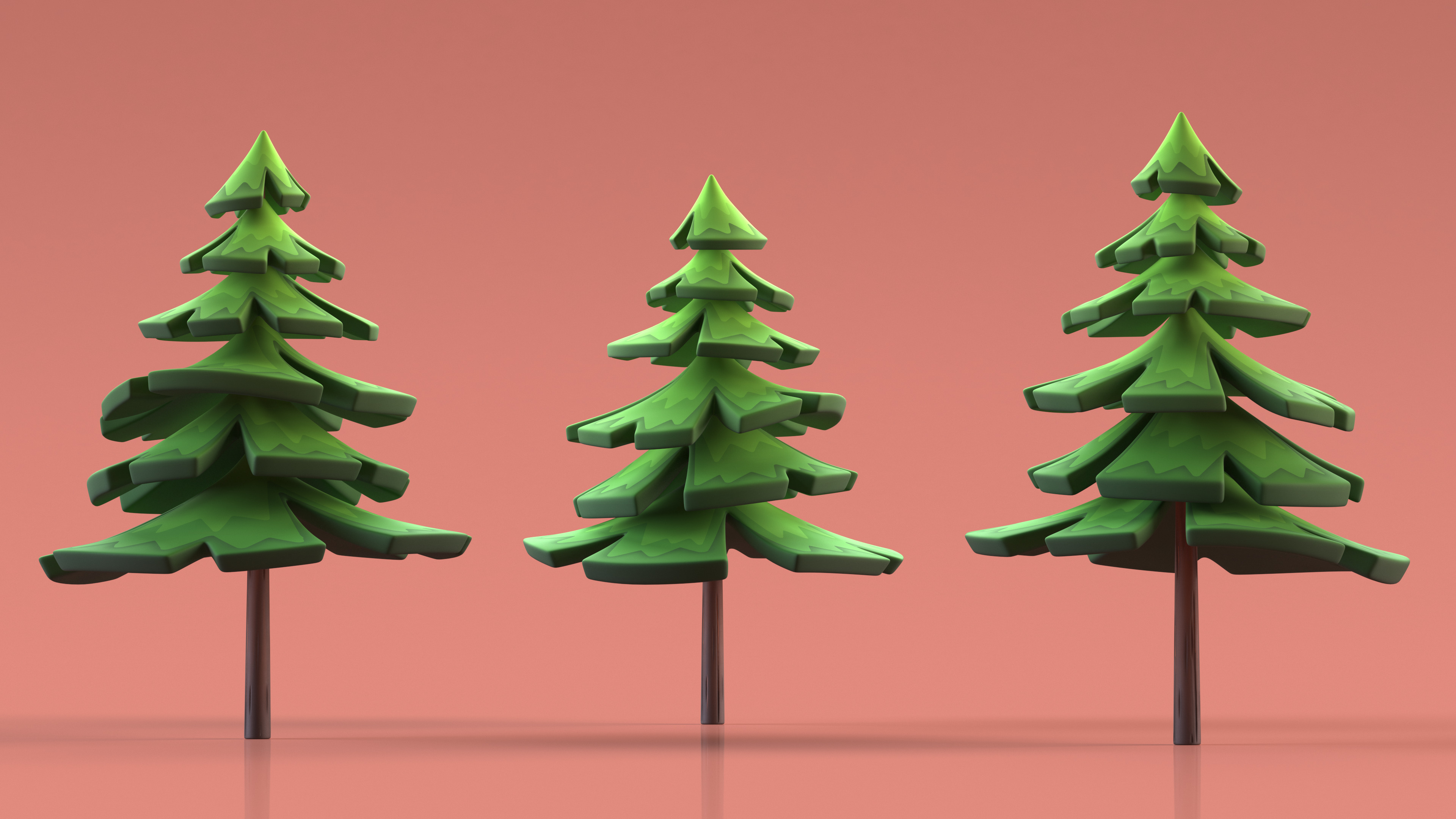 3D model Fur Tree Cartoon Style Handpaint Texture