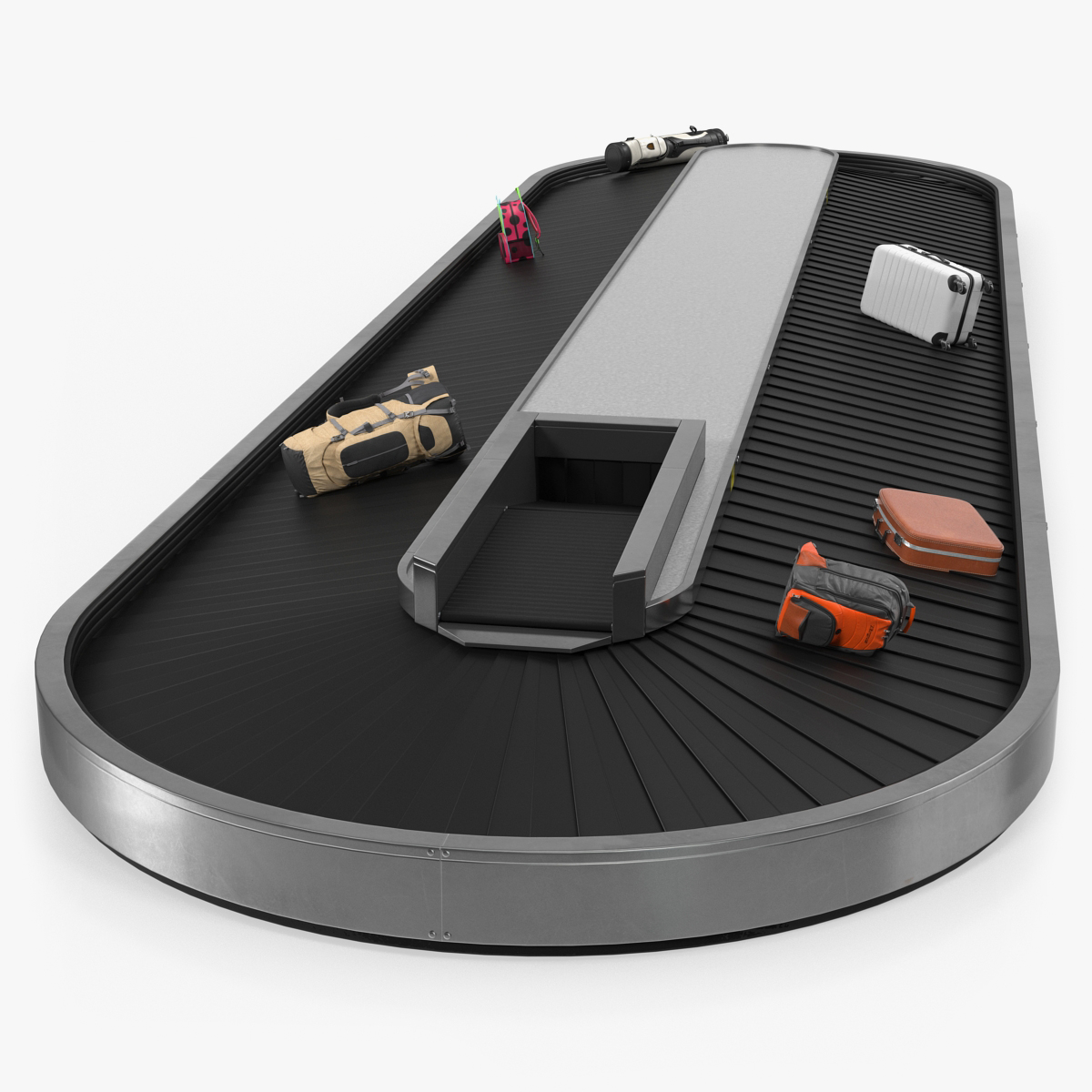 Airport Conveyor Belt System with Baggages 3D Model
