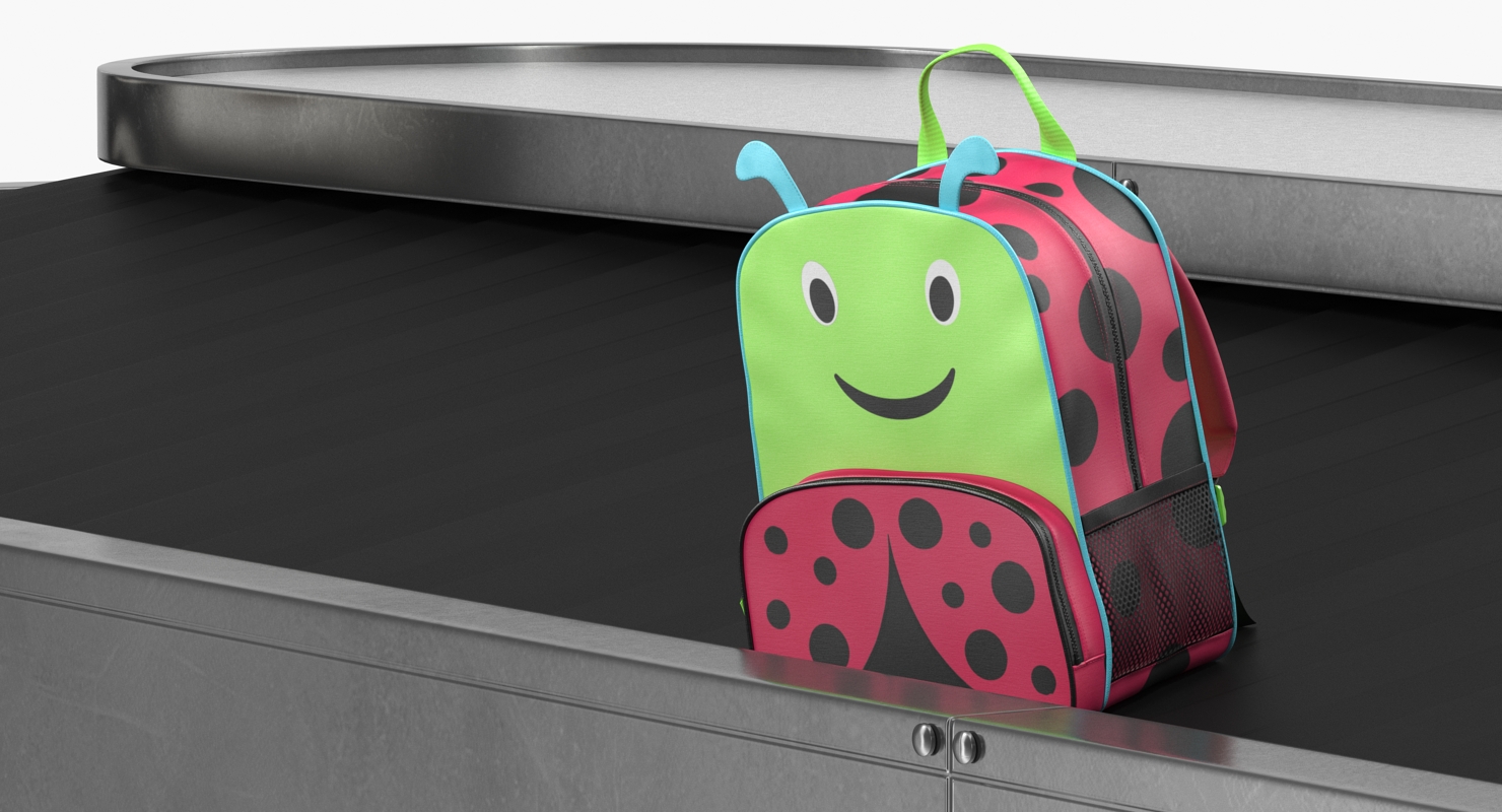 Airport Conveyor Belt System with Baggages 3D