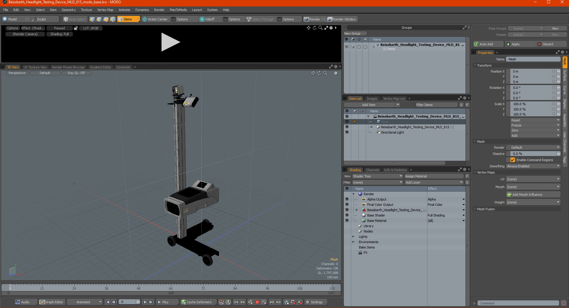 3D Beissbarth Headlight Testing Device MLD 815 model