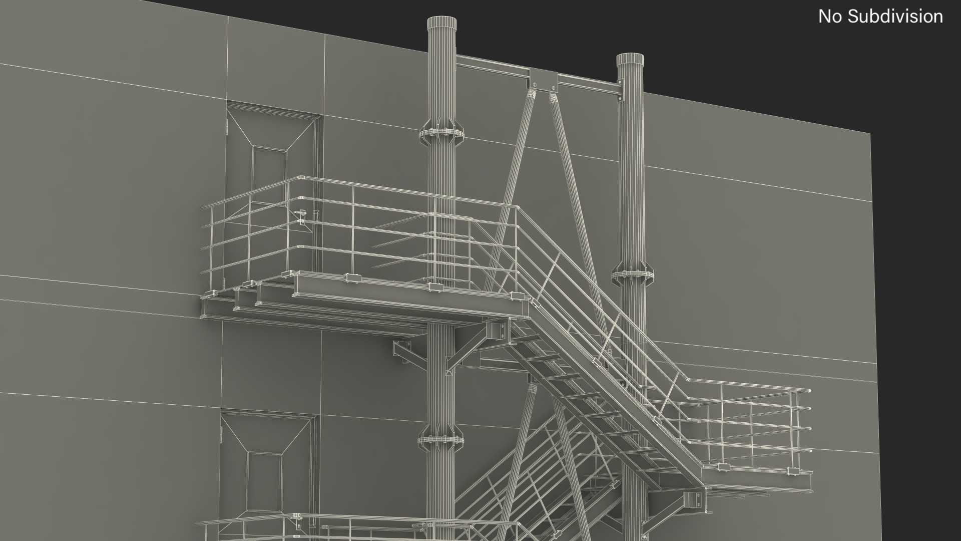 Fire Escape with House Wall 3D