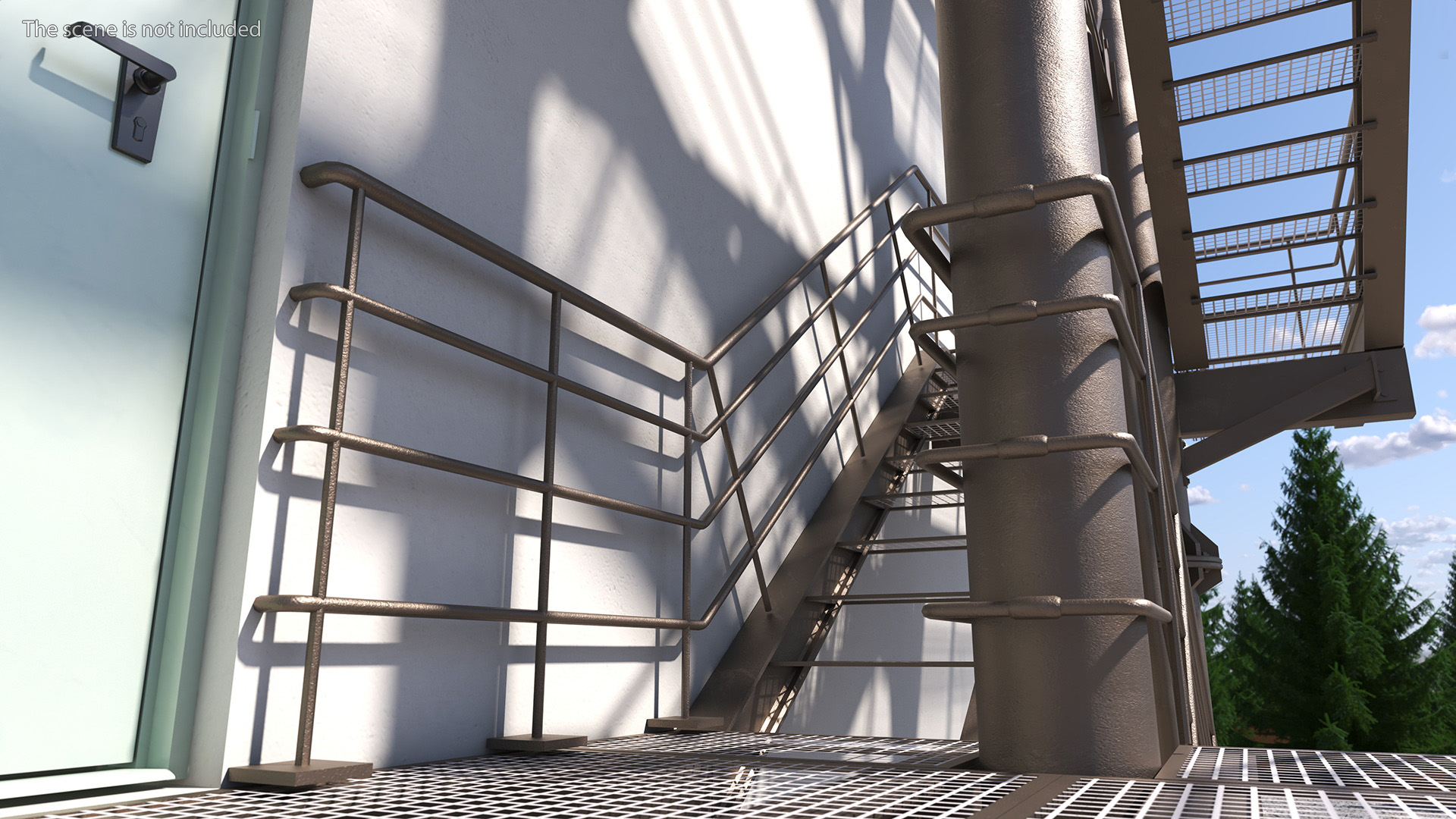 Fire Escape with House Wall 3D