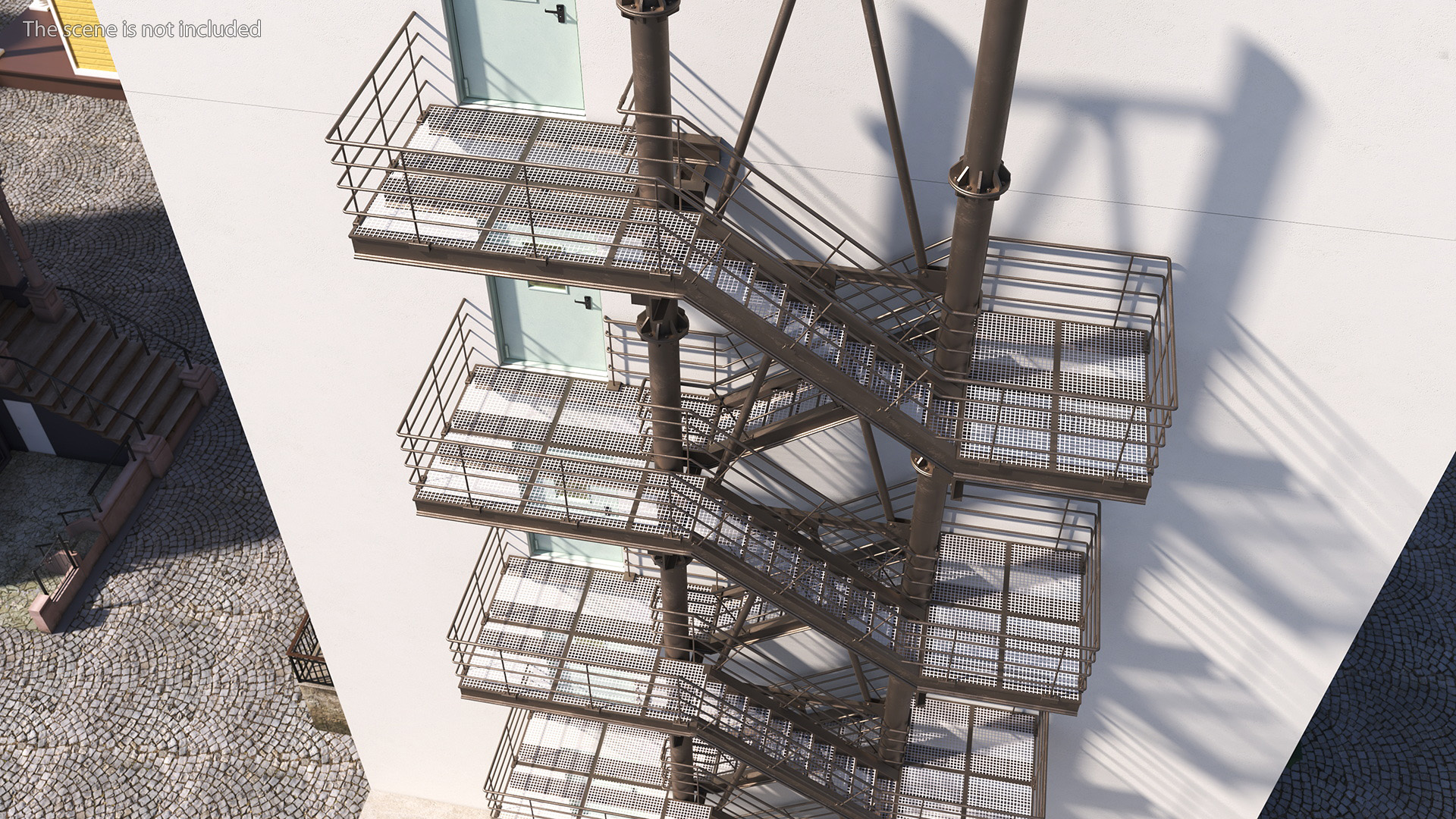 Fire Escape with House Wall 3D