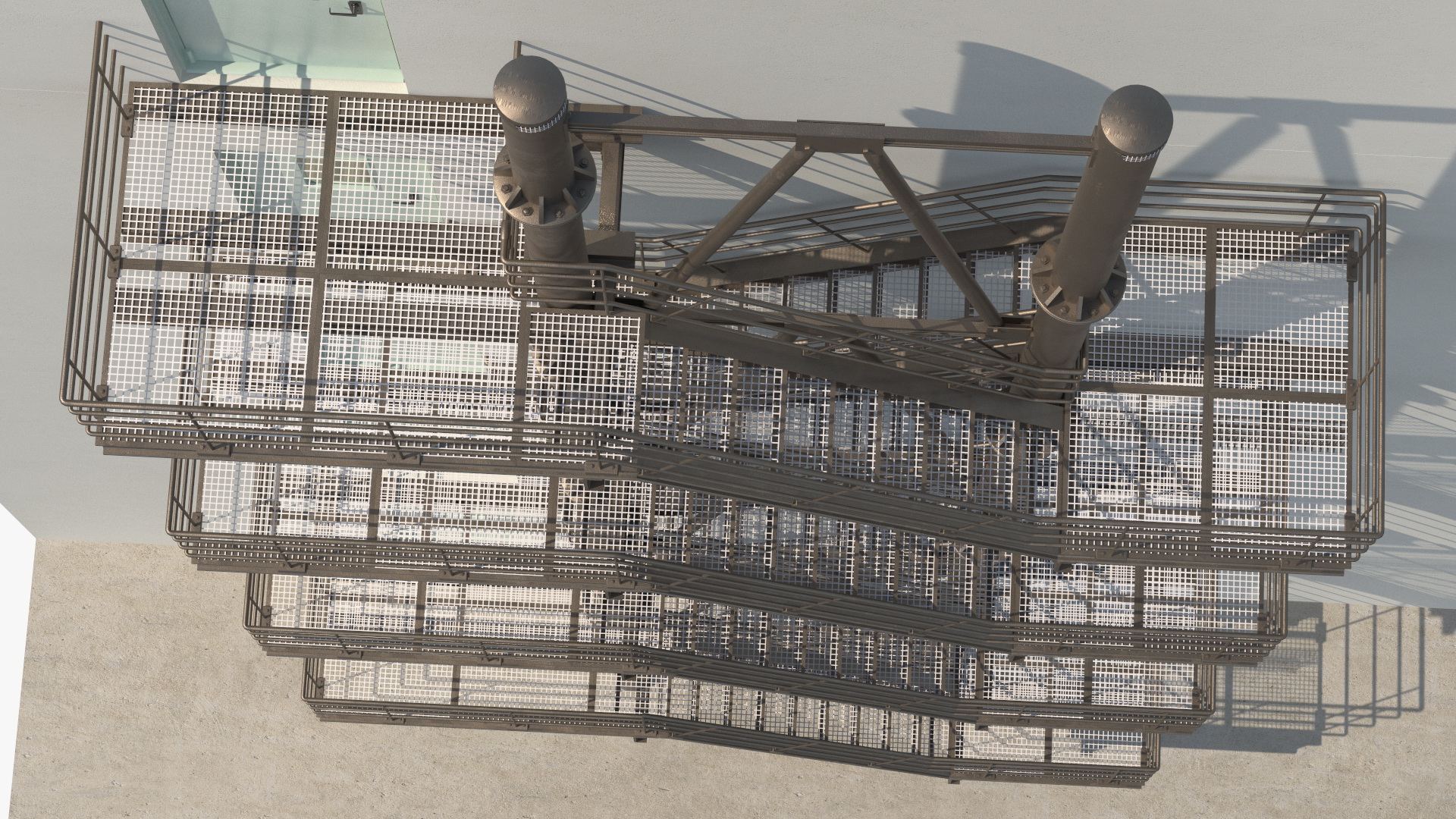Fire Escape with House Wall 3D