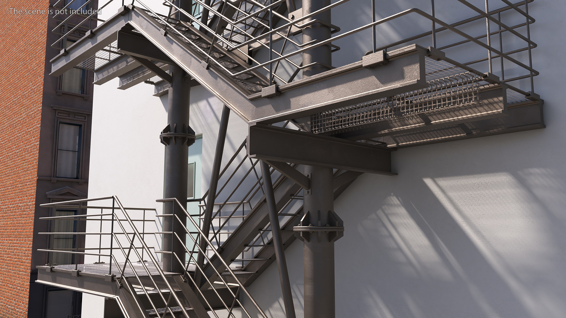 Fire Escape with House Wall 3D