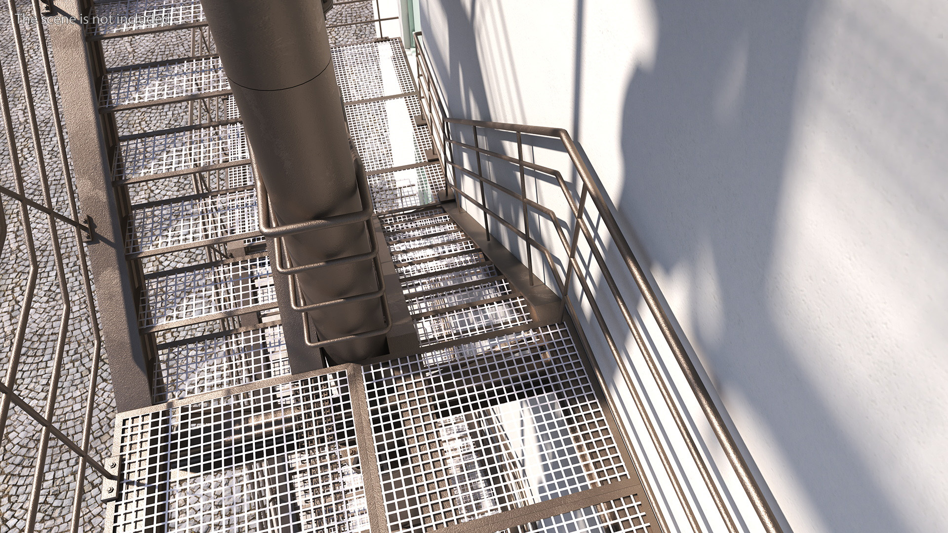 Fire Escape with House Wall 3D