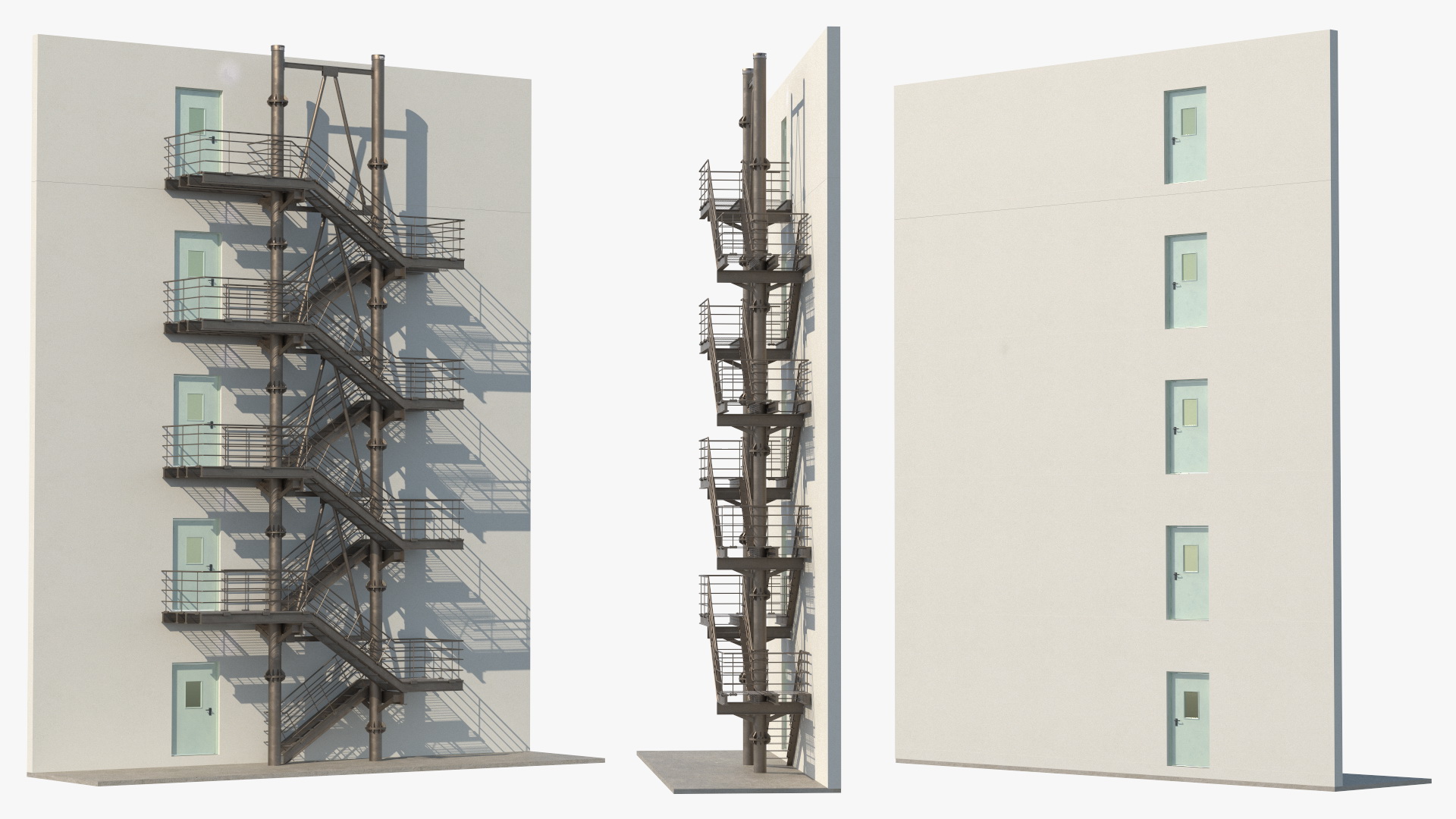 Fire Escape with House Wall 3D