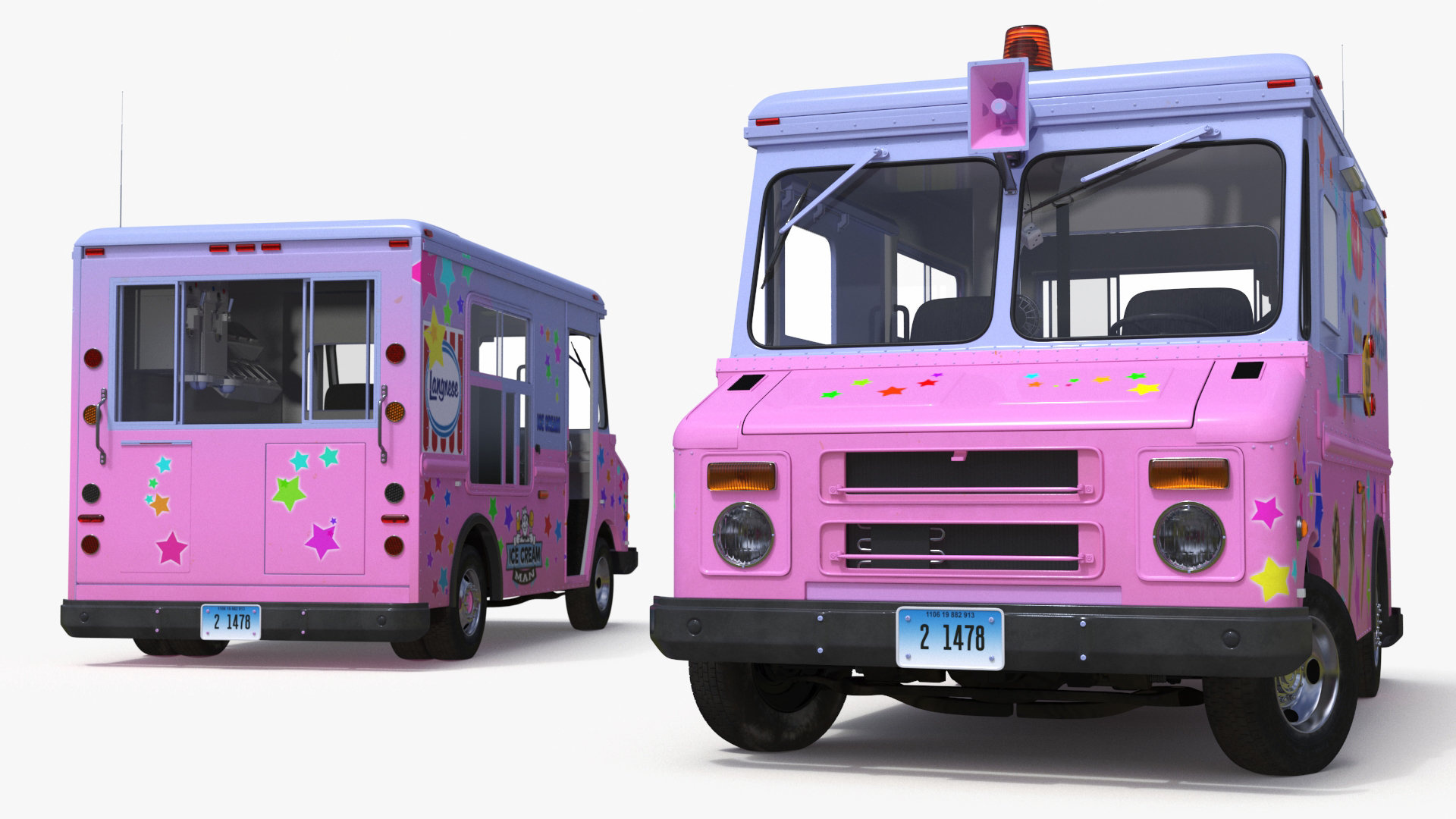 Ice Cream Truck with Star Decals and Branding Rigged 3D