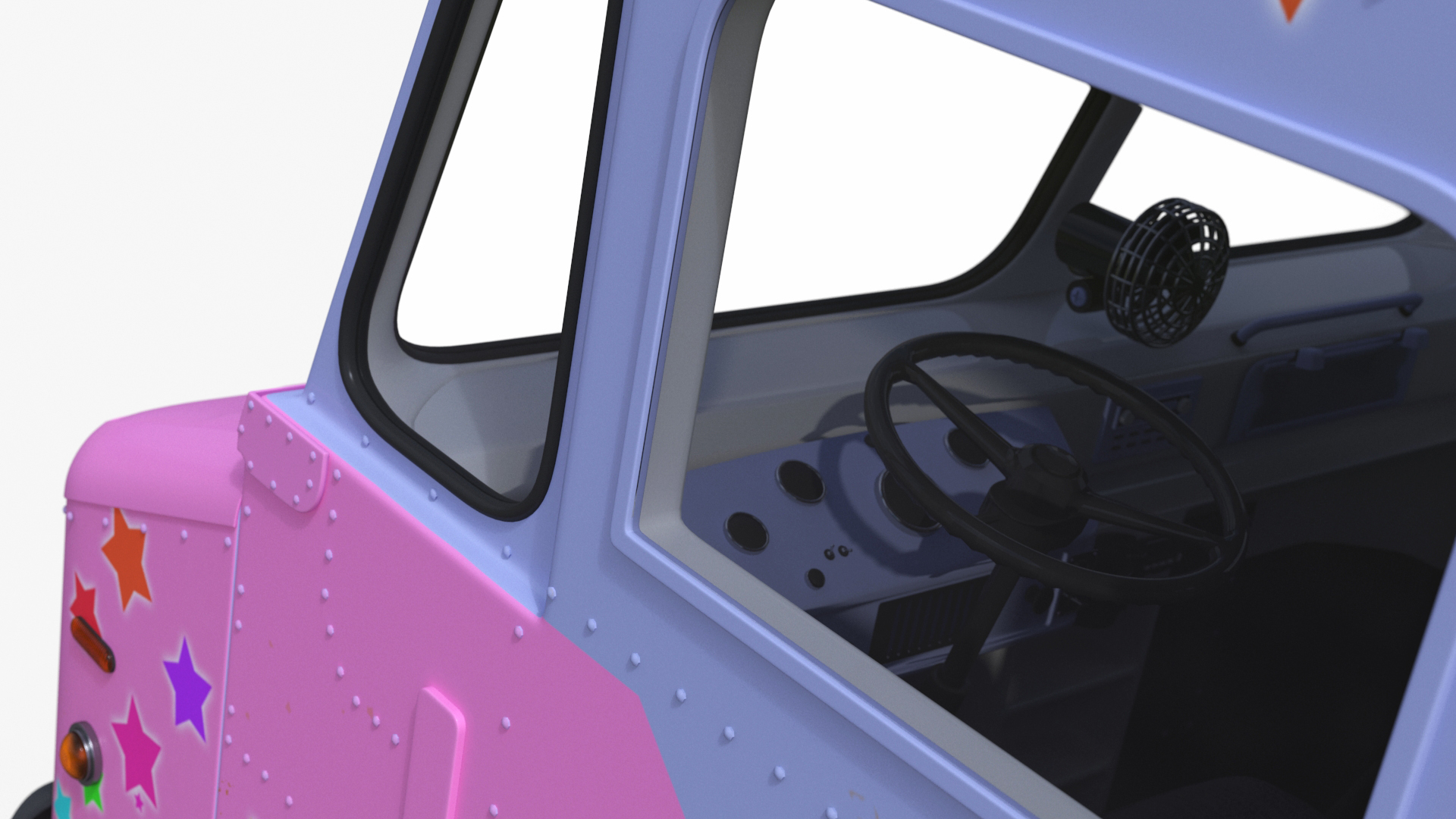 Ice Cream Truck with Star Decals and Branding Rigged 3D