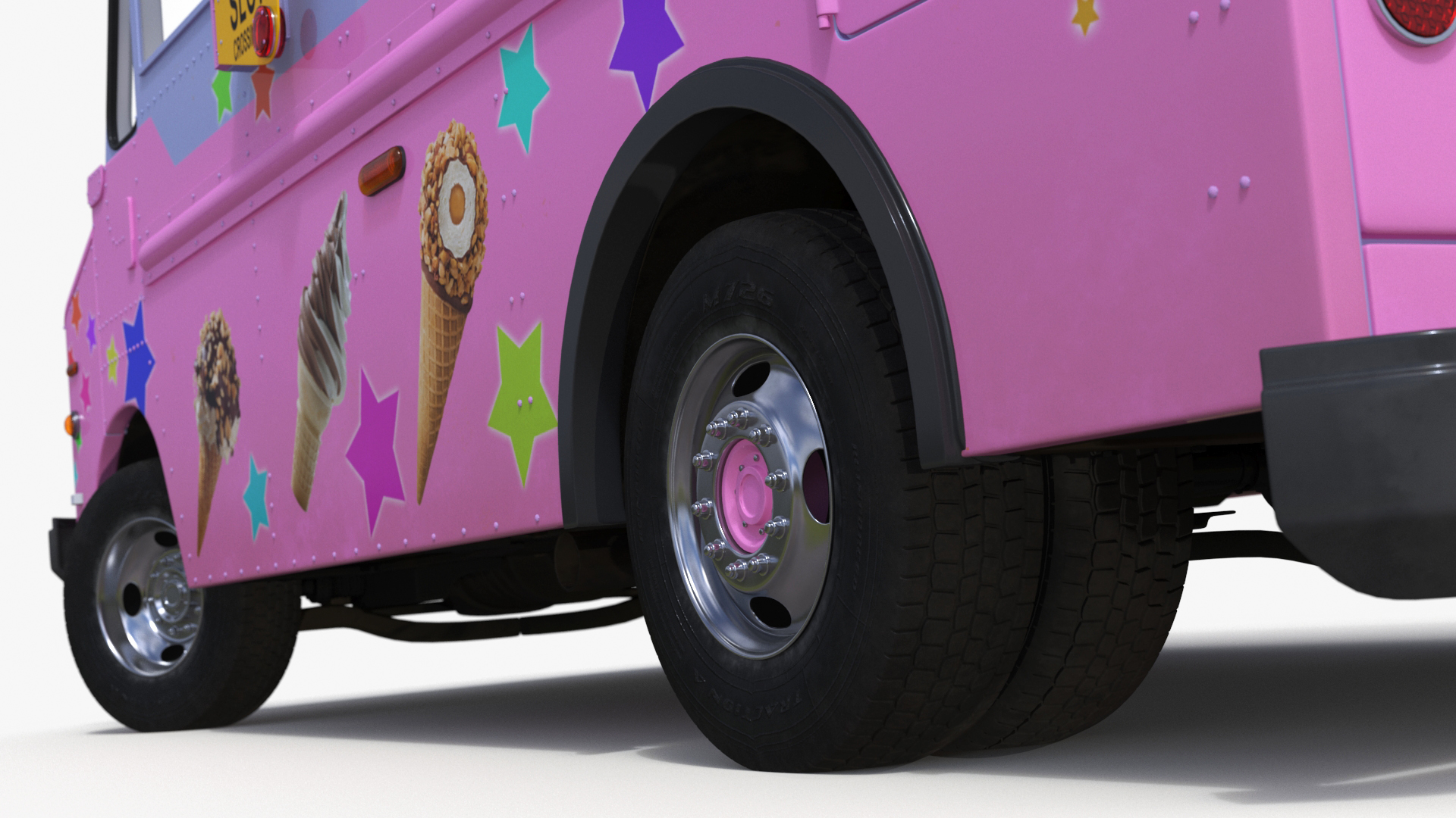 Ice Cream Truck with Star Decals and Branding Rigged 3D