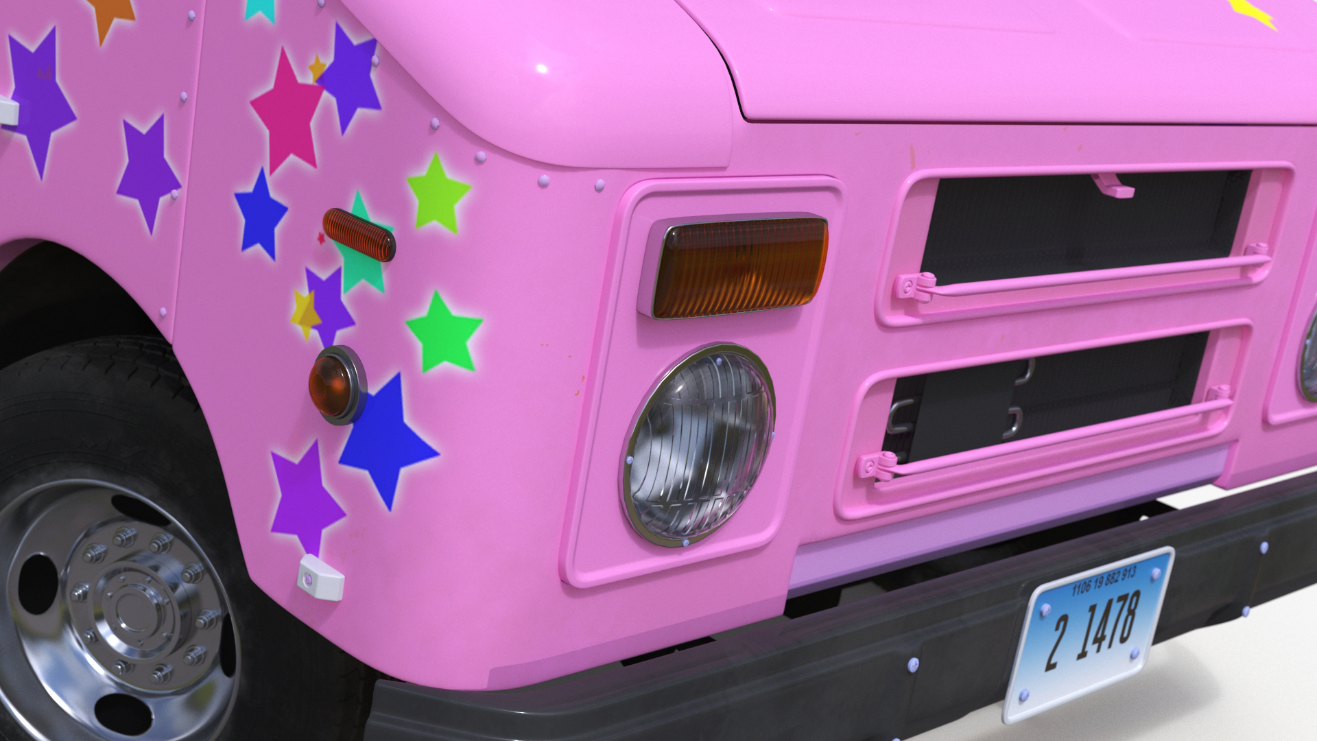 Ice Cream Truck with Star Decals and Branding Rigged 3D