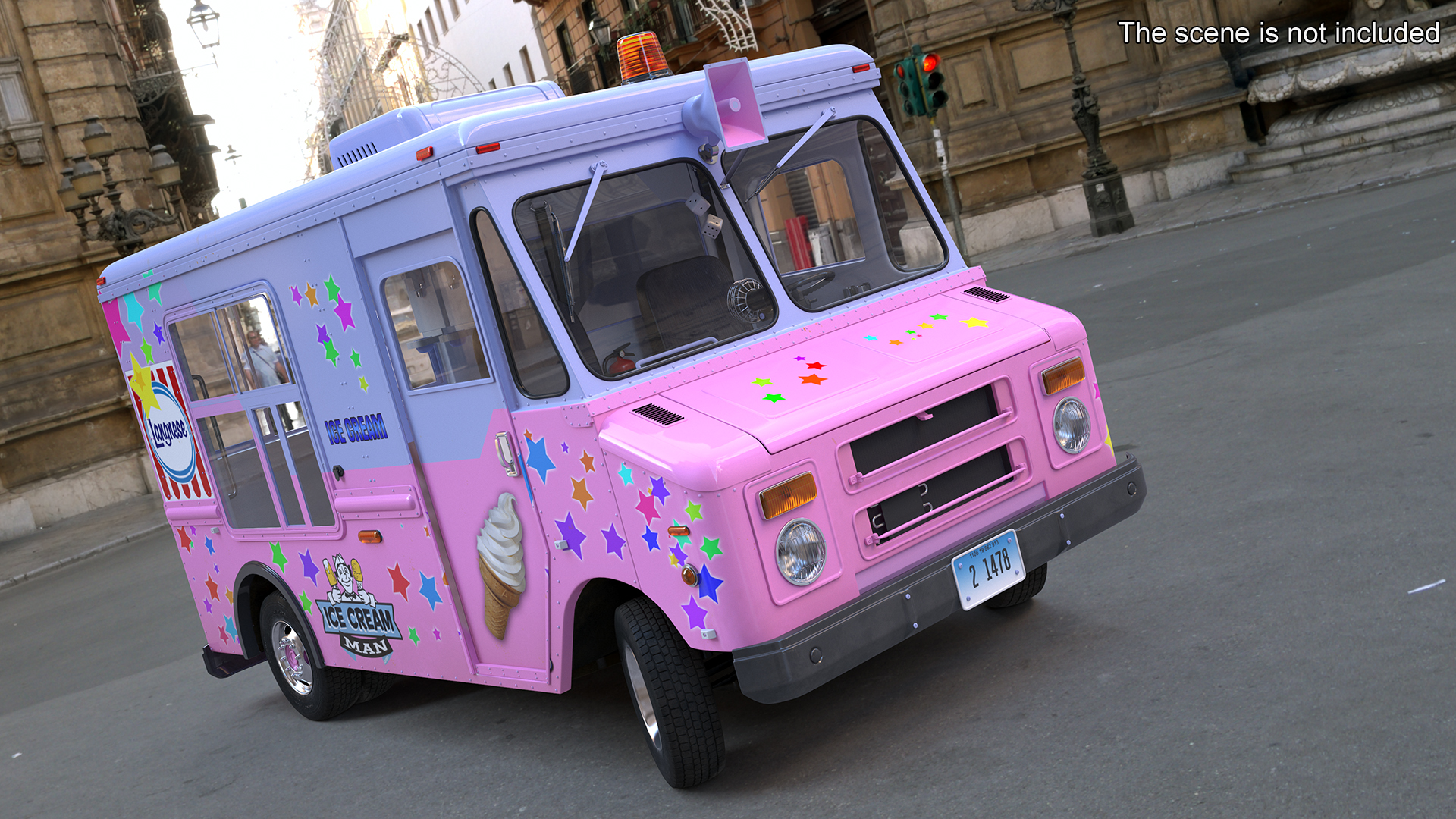 Ice Cream Truck with Star Decals and Branding Rigged 3D