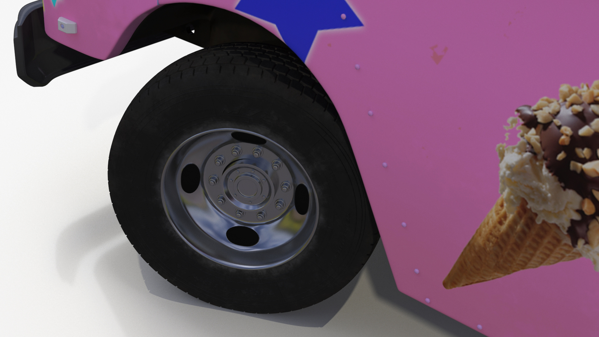 Ice Cream Truck with Star Decals and Branding Rigged 3D