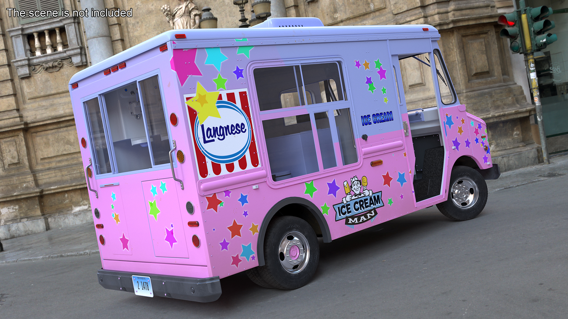 Ice Cream Truck with Star Decals and Branding Rigged 3D