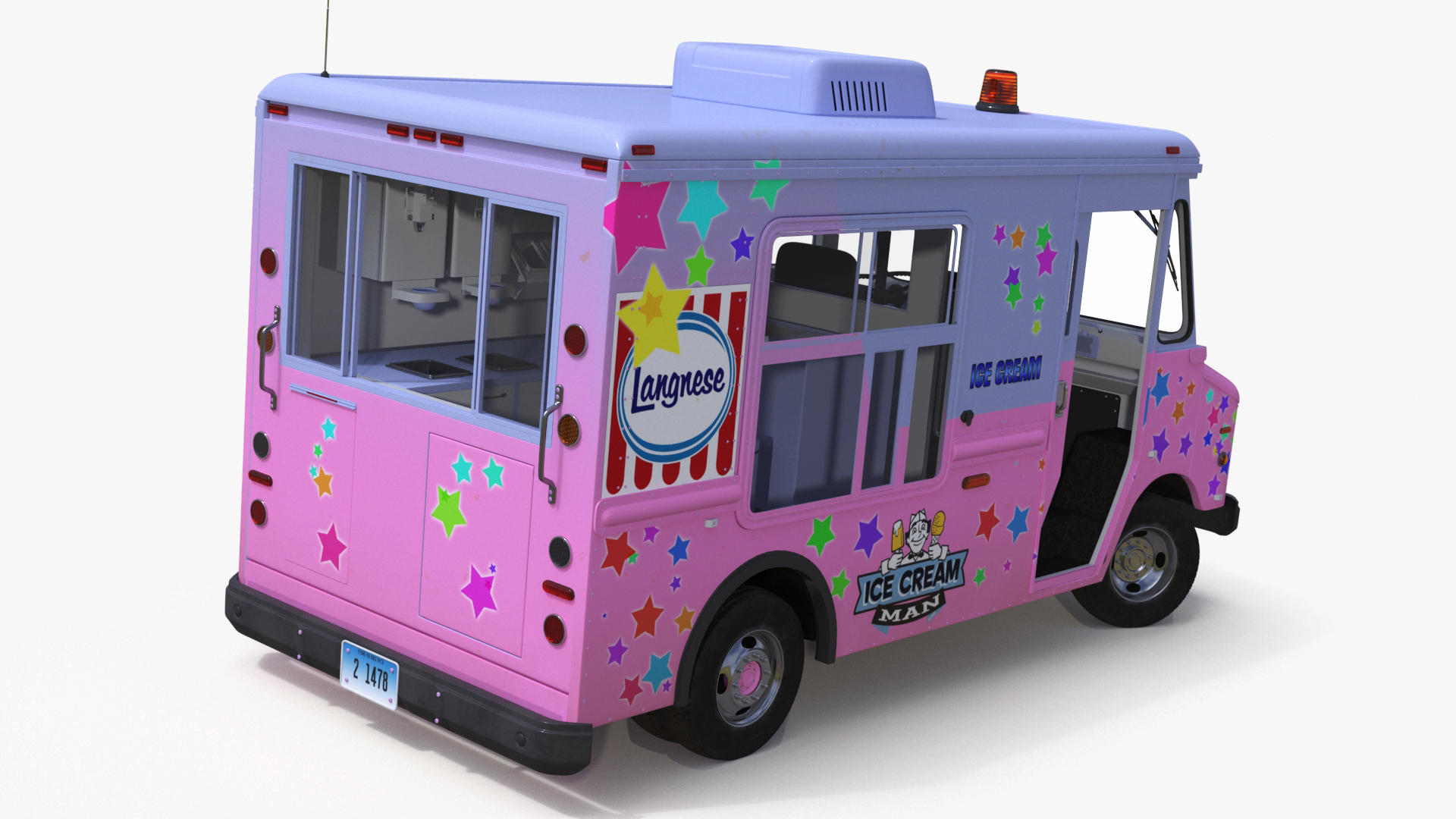 Ice Cream Truck with Star Decals and Branding Rigged 3D