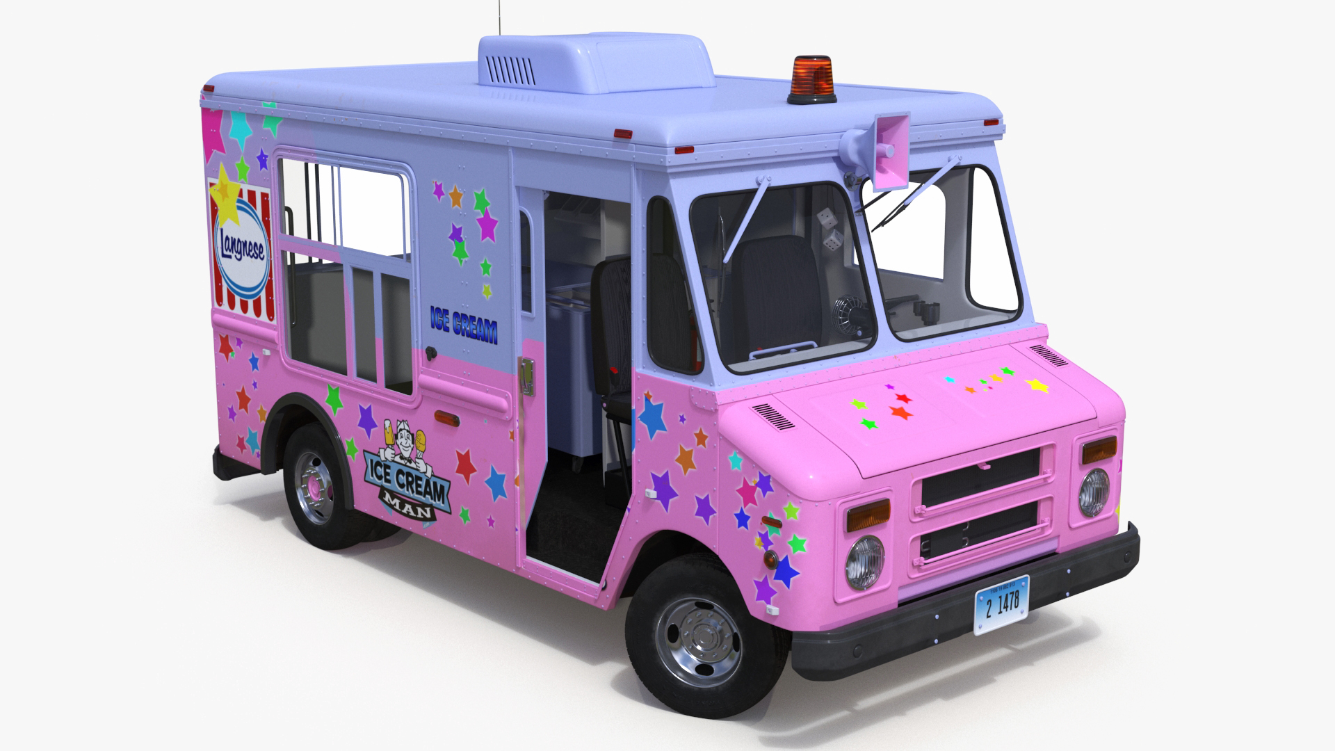 Ice Cream Truck with Star Decals and Branding Rigged 3D