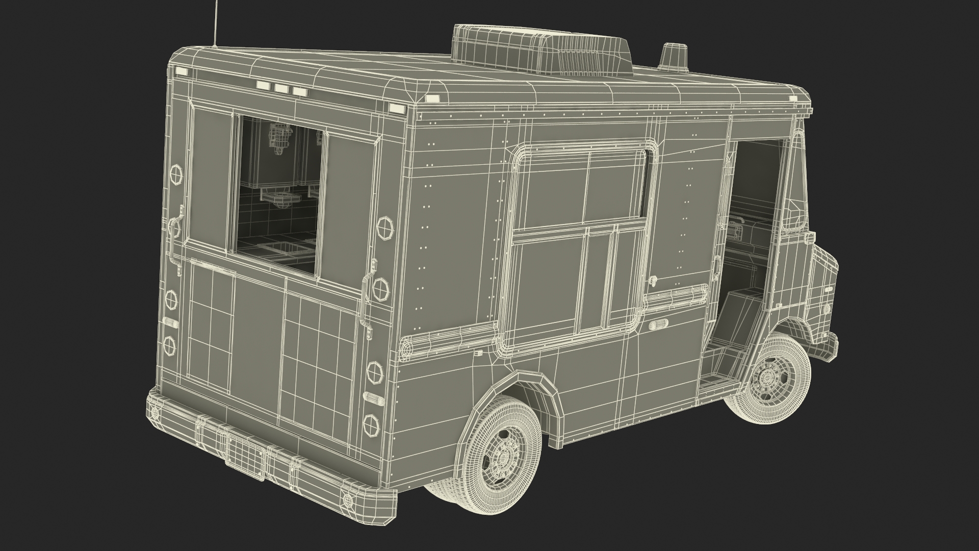 Ice Cream Truck with Star Decals and Branding Rigged 3D